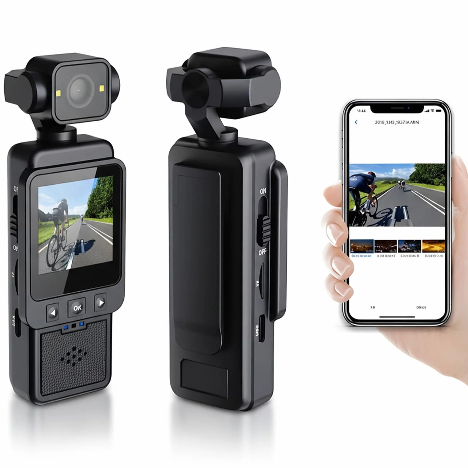4K-Körperkamera, HD-WLAN, 180 Grad Drehbares Objektiv, Handkamera mit 1,3-Zoll-HD-Bildschirm, LED-Licht, APP für Outdoor-Sportreisen