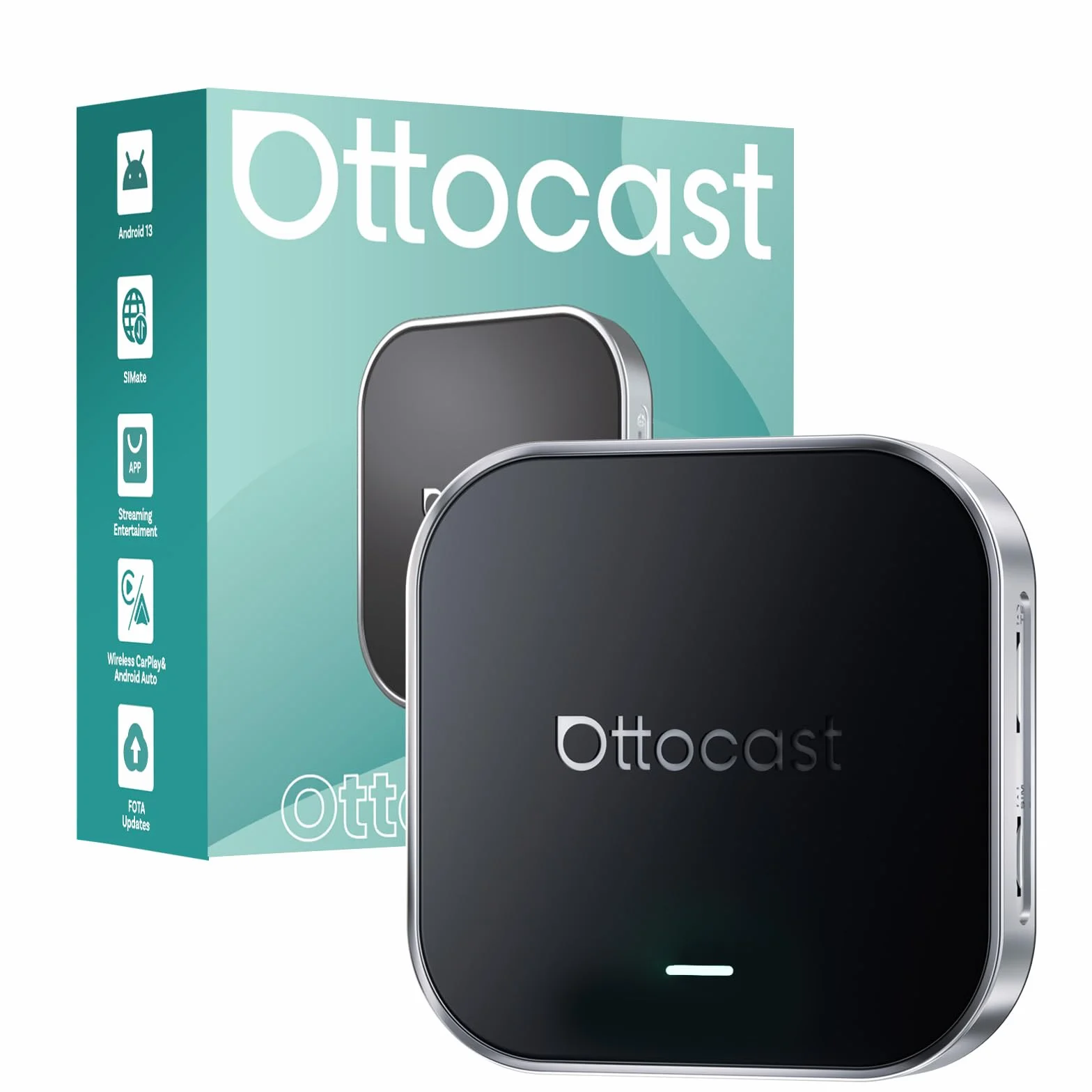 OTTOCAST OttoAibox E2 2026 Android 13 Car AI Box – Wireless CarPlay & Android Auto Adapter, 3-in-1 Smart System, CloudSIM 3.0, Dual WiFi, Split Screen, Plug & Play Car Multimedia Upgrade