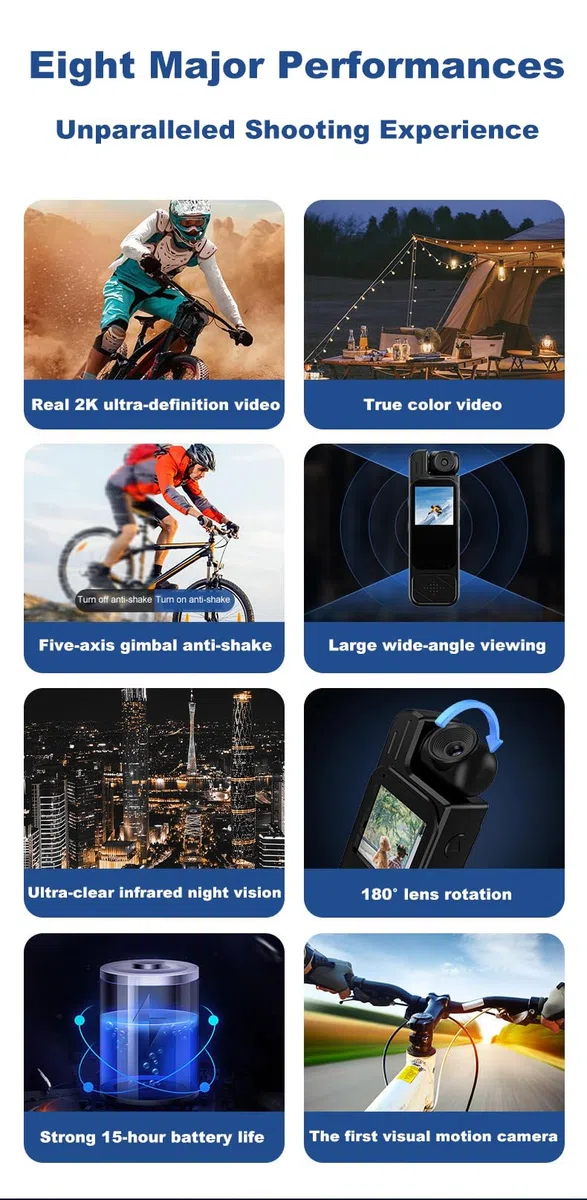 Körperkamera mit Audio-und Videoaufnahme,10 Stunden 2K,Mini-Polizei-Camcorder,Tragbar Outdoor-Videorecorder,180° Drehbarem Objektiv,Videokamera mit Nachtsicht,Bewegungserkennung,Persönlicher Bodycam