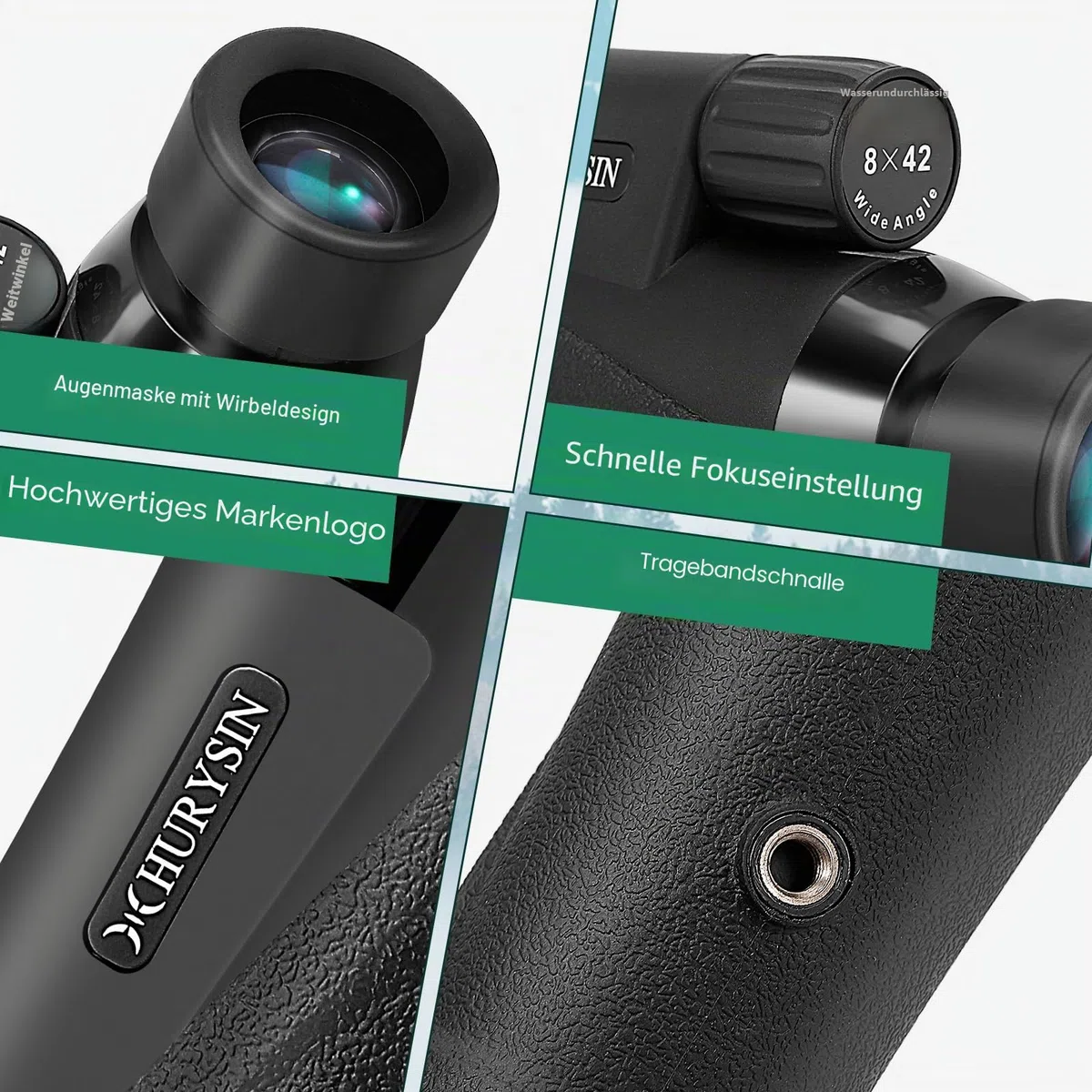 HD 8 x 42 Monokular – mit optischem HD-System, verbesserter Griffigkeit, wasserdicht, beschlagsicher, stoßfest, komplett mit GlassPak