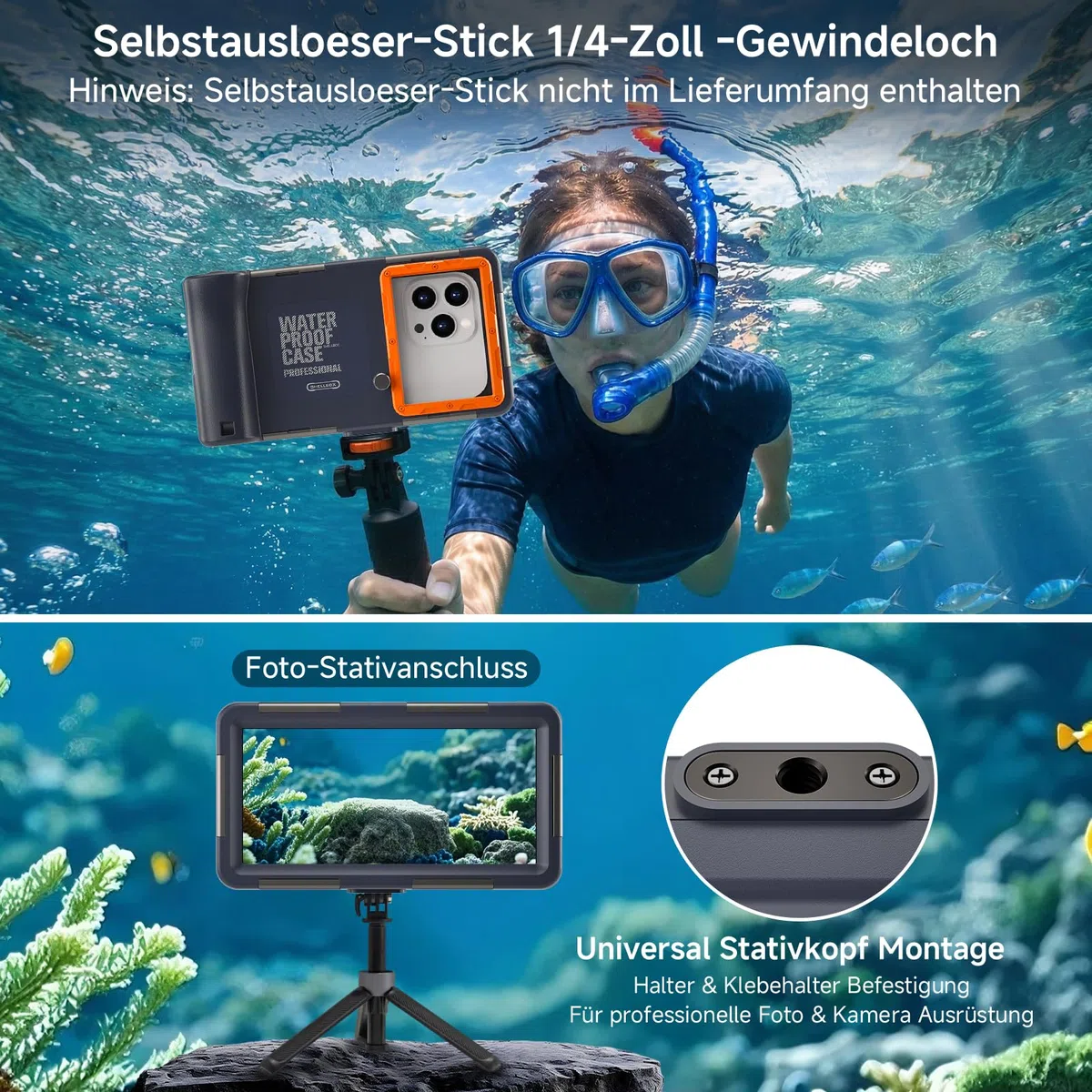 IP68 Unterwasser Handyhülle 15m wasserdicht kompatibel mit iPhone 17 Pro Max Samsung Galaxy S25 Ultra Xiaomi