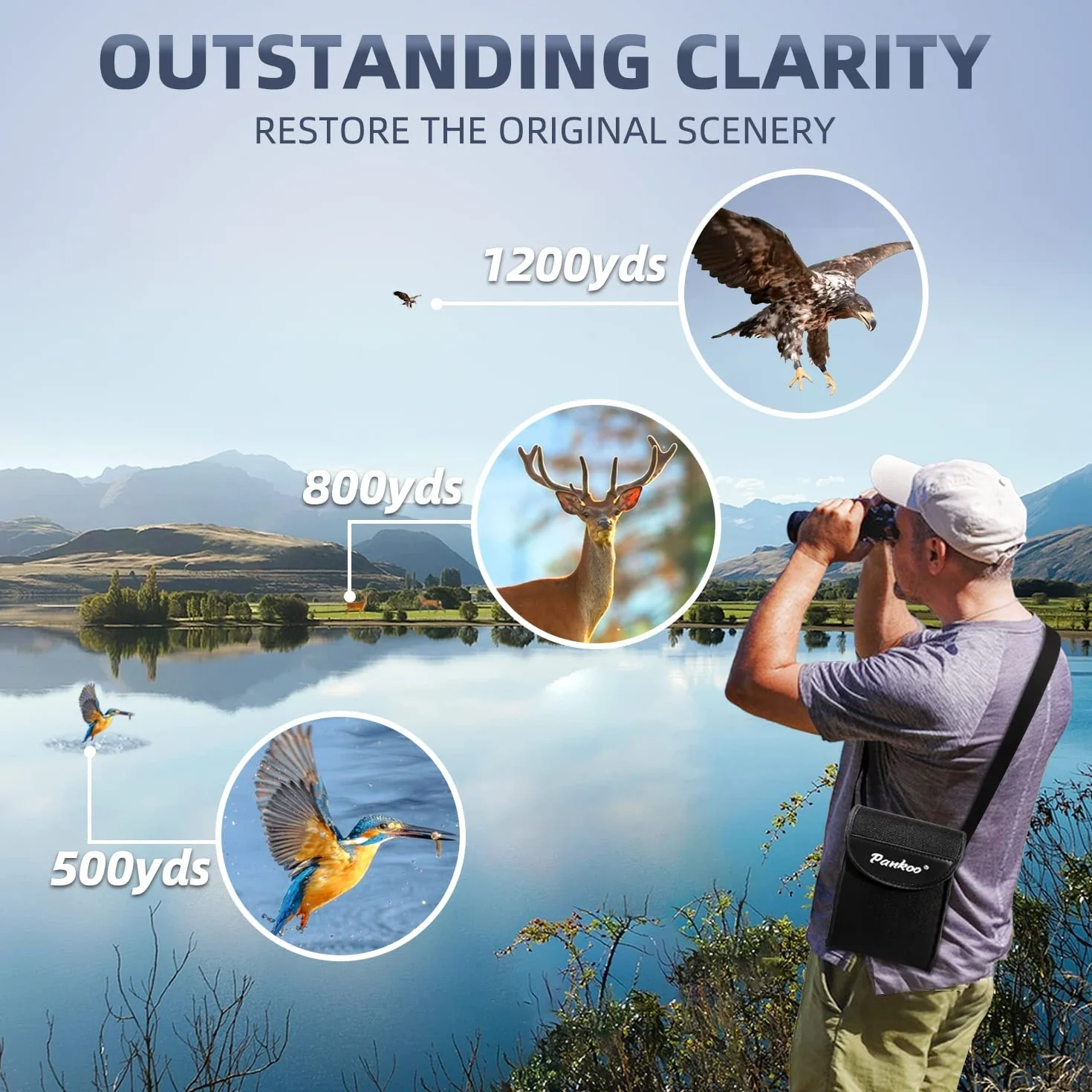 Pankoo 12 x 60 Monokularteleskop High Powered mit Smartphone Adapter Stativ und tragbarer Tasche, größeres Vision Monokular für Erwachsene mit BAK4 Prisma eFMC Objektiv, geeignet für Vogelbeobachtung
