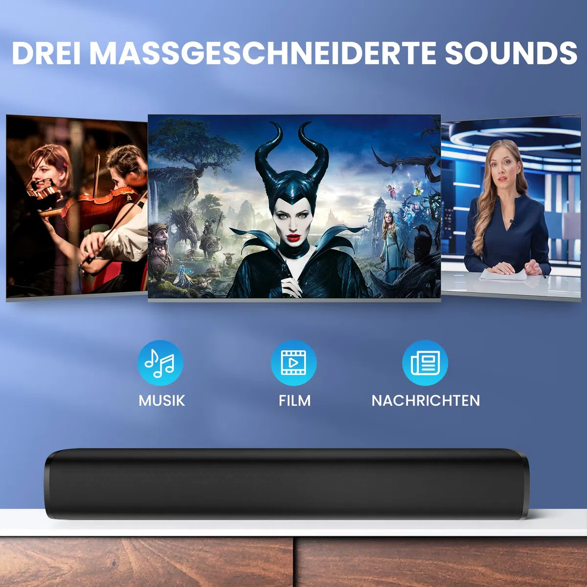 Soundbar for TV 56W Bluetooth 5.3 ARC Optical AUX Wall Mountable Home Theatre Surround Sound System