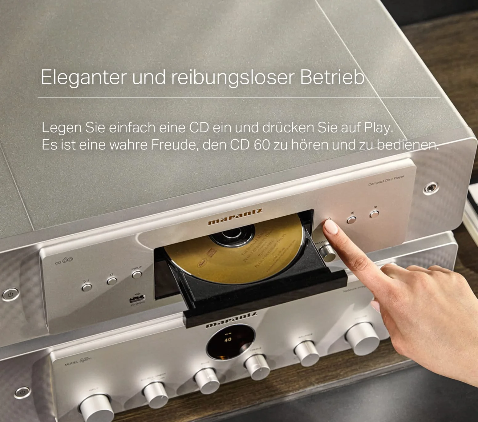 Marantz CD60 HiFi CD Player, CD Spieler mit Hi-Res Audio, Digital/Analog-Wandler, Marantz HDAM Schaltung, Kopfhörer-Verstärker