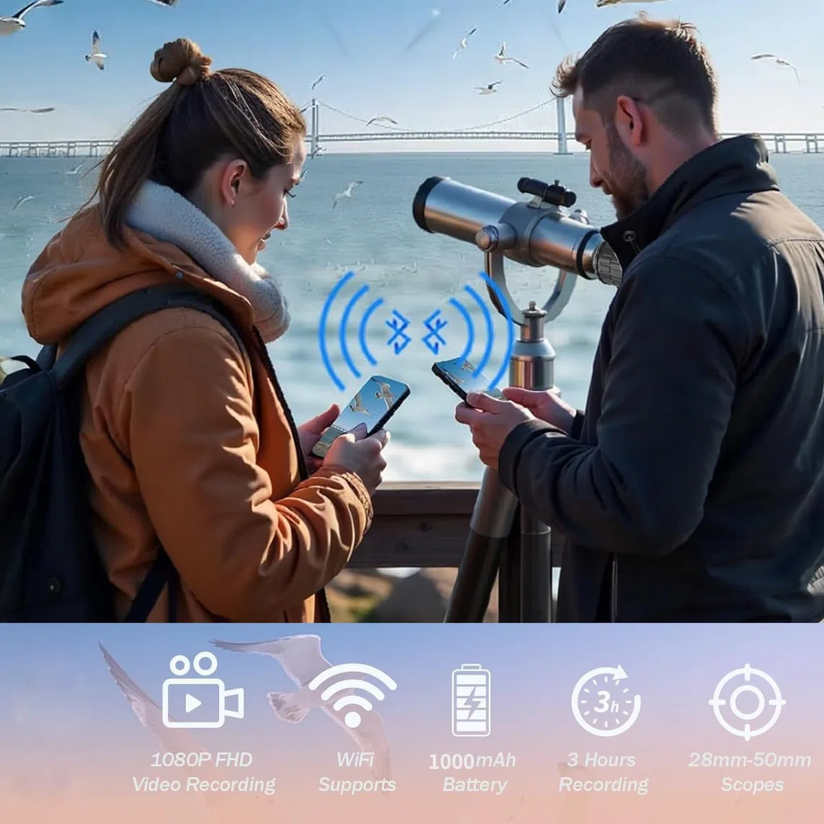 Elektronische WiFi-Okularkamera, 4MP 2K-Videoaufzeichnung Integrierte WiFi-Apps Elektronische Okularkamera für 1,18-1,97-Zoll-Teleskope