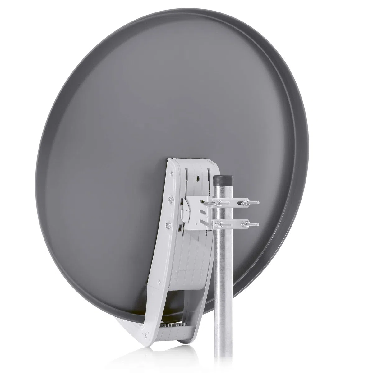 Fuba DAA 850 A 85cm Sat Schüssel Anthrazit Satellitenantenne Aluminium Reflektor + HB-DIGITAL UHD Quad LNB 4 Teilnehmer Direktanschluss schwarz 4K Utra HDTV Full HD 3D fähig + 8X F-Stecker vergoldet