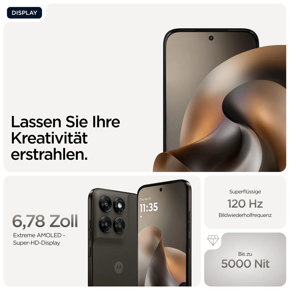 Motorola Moto g77 5G Smartphone 6,78" Super-HD-Display 108MP Kamera 8/256GB 5100 mAh Android 16 Pantone Black Olive