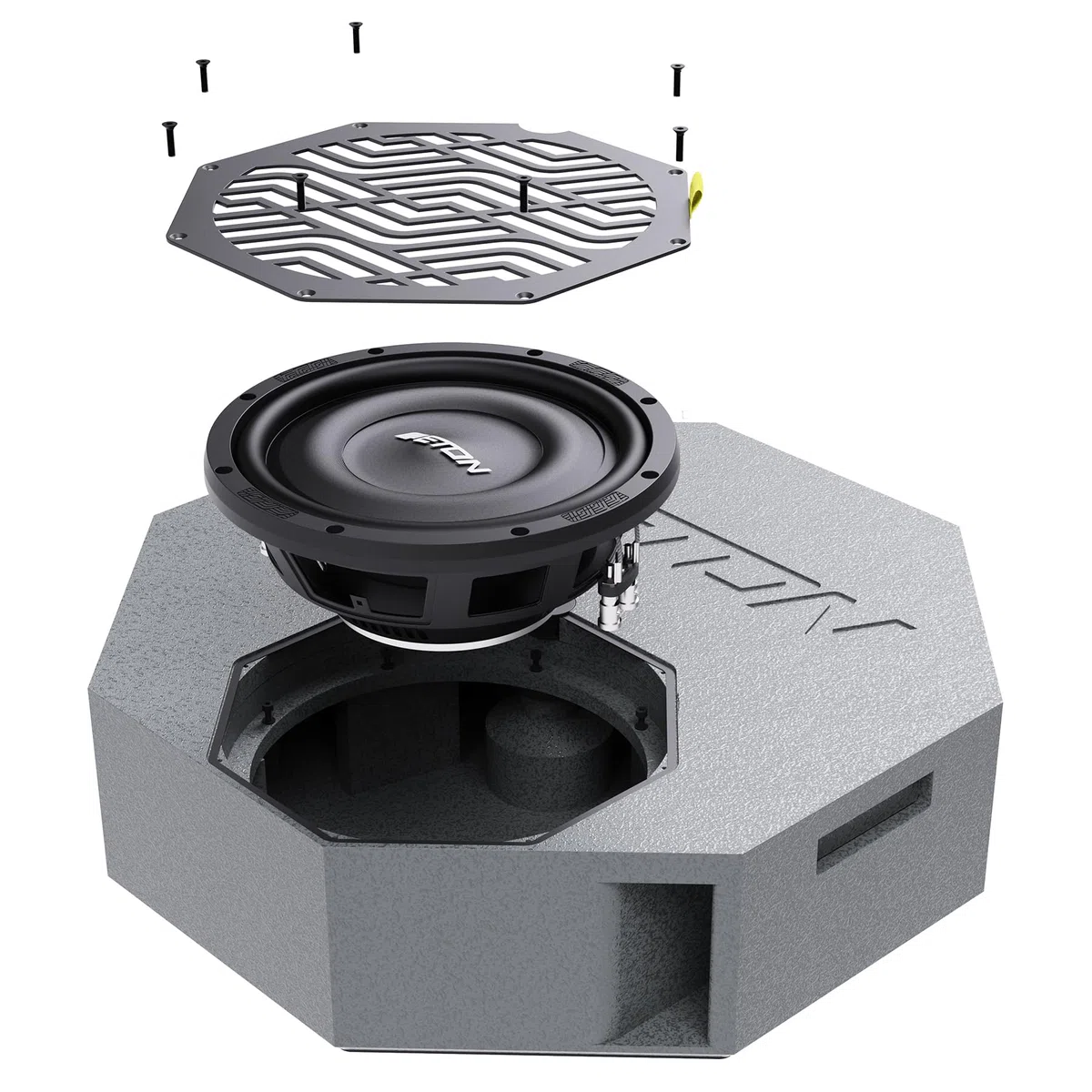 ETON Res 10 AR – Flacher Aktiv-Subwoofer für Reserverad-Mulde, aktive Bassreflex Bassbox mit potentem 25 cm / 10“ Woofer, Gehäuse nur 14,8 cm hoch, 540 Watt RMS Verstärkerleistung
