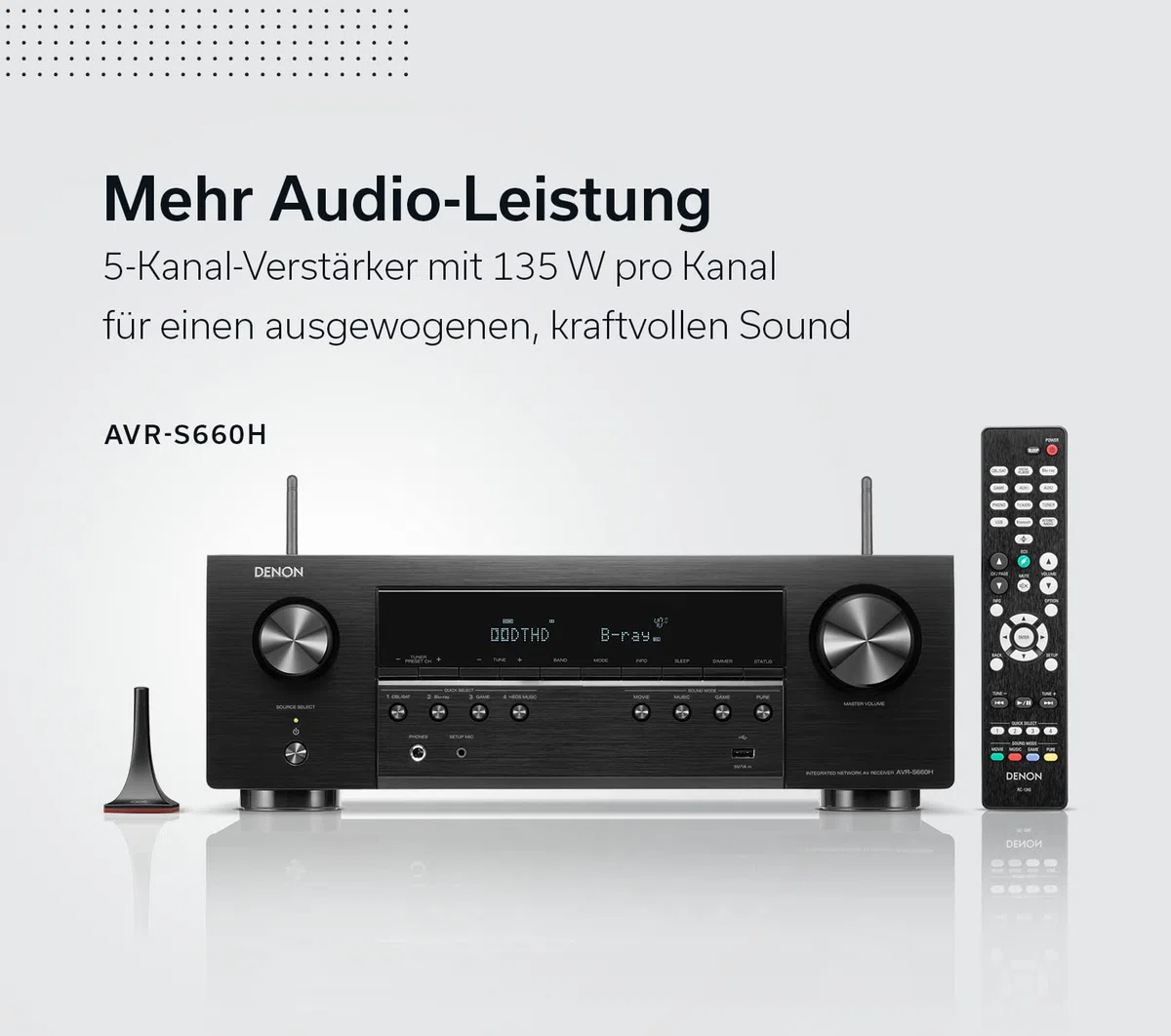 Denon AVR-S660H 5.2-Kanal AV-Receiver, 8K HDMI, Dolby Surround, Bluetooth, WLAN, AirPlay 2, HEOS, Schwarz
