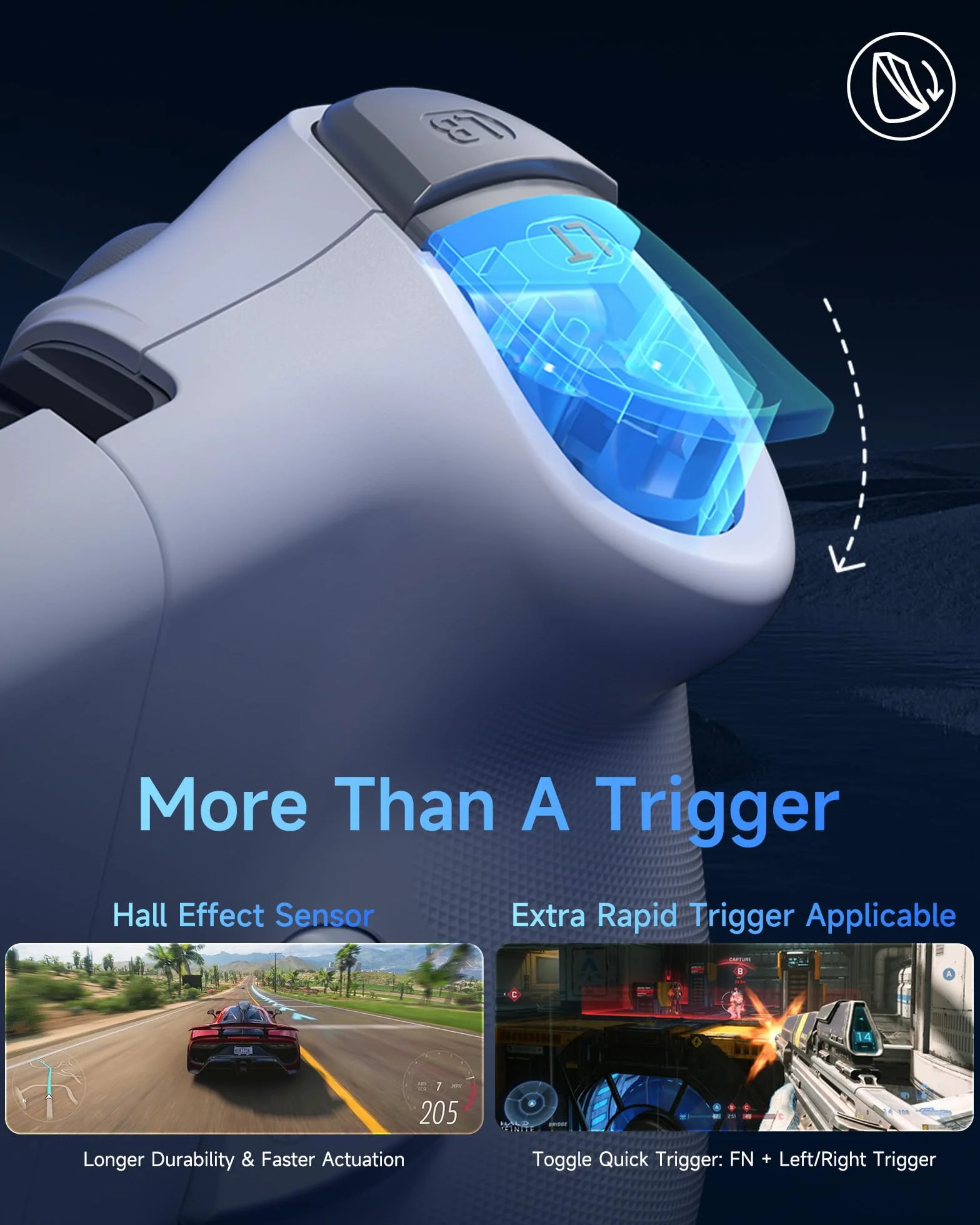 EasySMX M15 Handy Controller für iPhone15 Series mit USB C, Bluetooth, Hall Effekt Trigger & Joystick, mechanische Tasten, Weiß