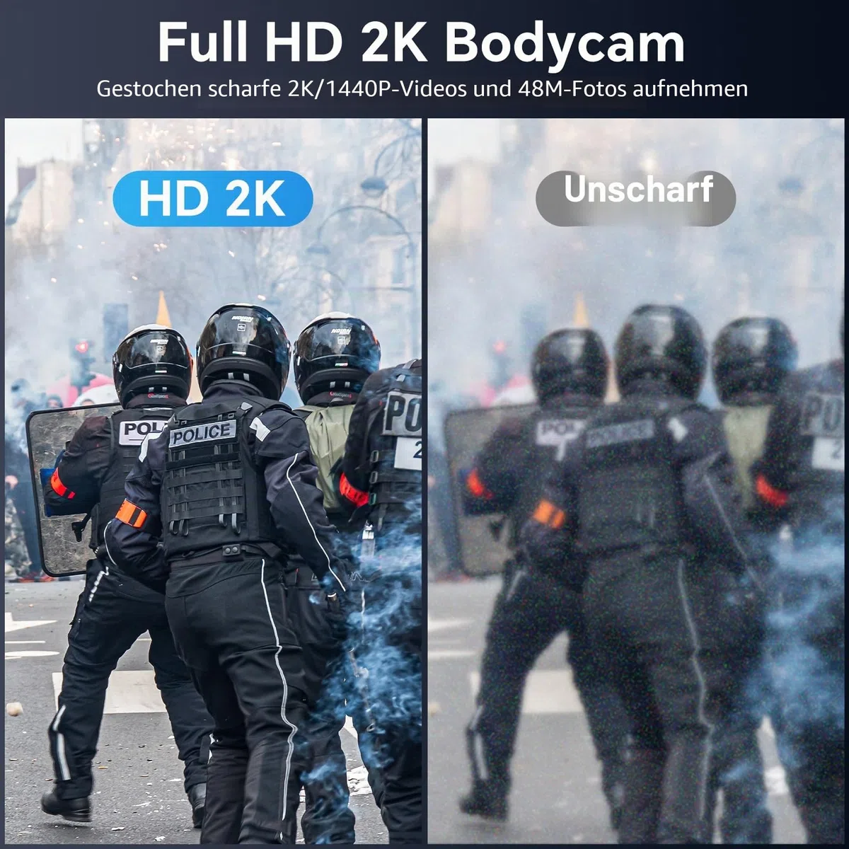 BOBLOV M5 256GB 2K Körperkamera mit Audio, 1440P GPS Police Body Cam für Strafverfolgungsbehörden, 4200 mAh Batterie, IP67 wasserdicht, Dash Cam für Autos mit Saugnäpftassenhalterung