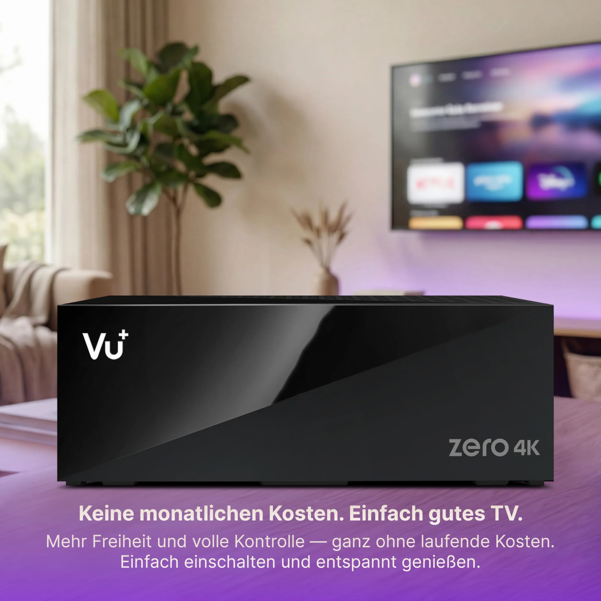 VU+ Zero 4K Combo Kabel- und Antennen-Receiver UHD 2160p – DVB-C/T2 Hybrid-Tuner mit HDR10, HLG, CI+ Slot, Linux Enigma2, HDMI 2.0 und HEVC, freenet TV bereit, lüfterloser Receiver, schwarz