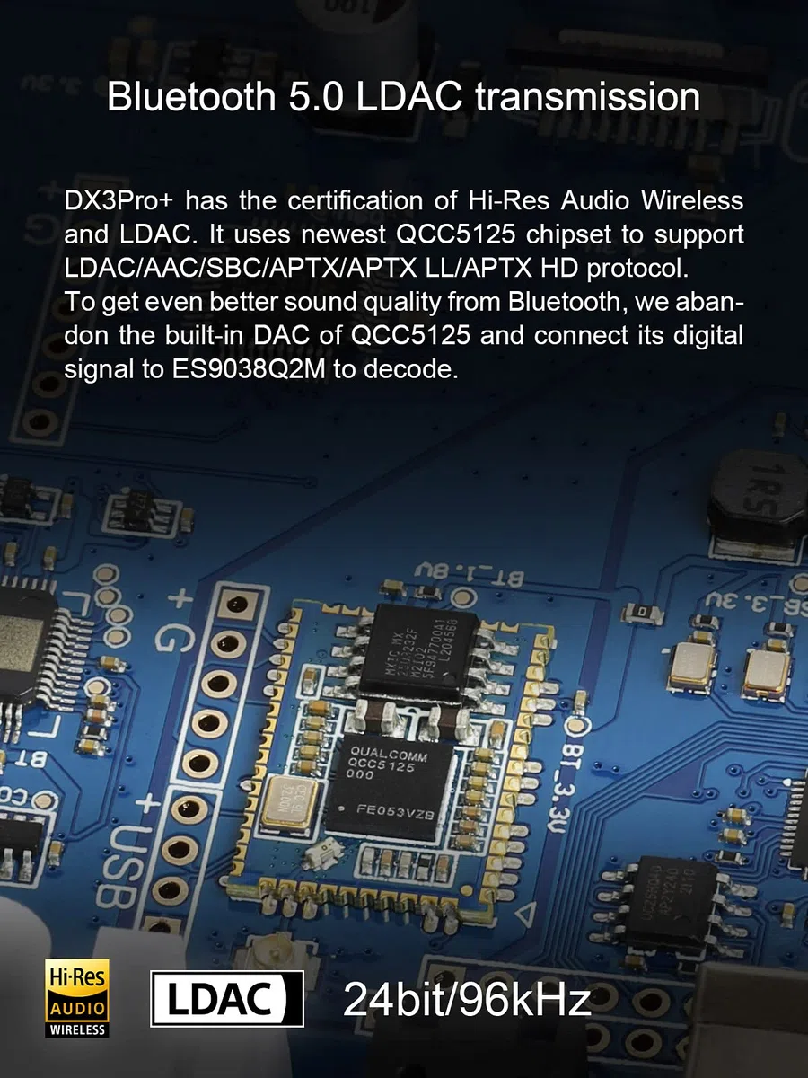 Topping DX3 Pro Bluetooth 5.0 Kopfhörerverstärker LDAC DSD512 DAC Schwarz