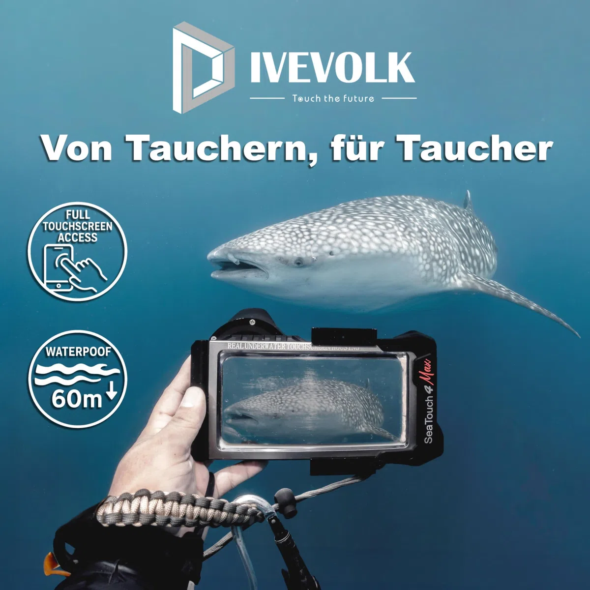 DIVEVOLK Seatouch 4Max Wasserdichte Hülle für iPhone 12/12Pro/13/13Pro/14/14Pro/15/15Pro/16