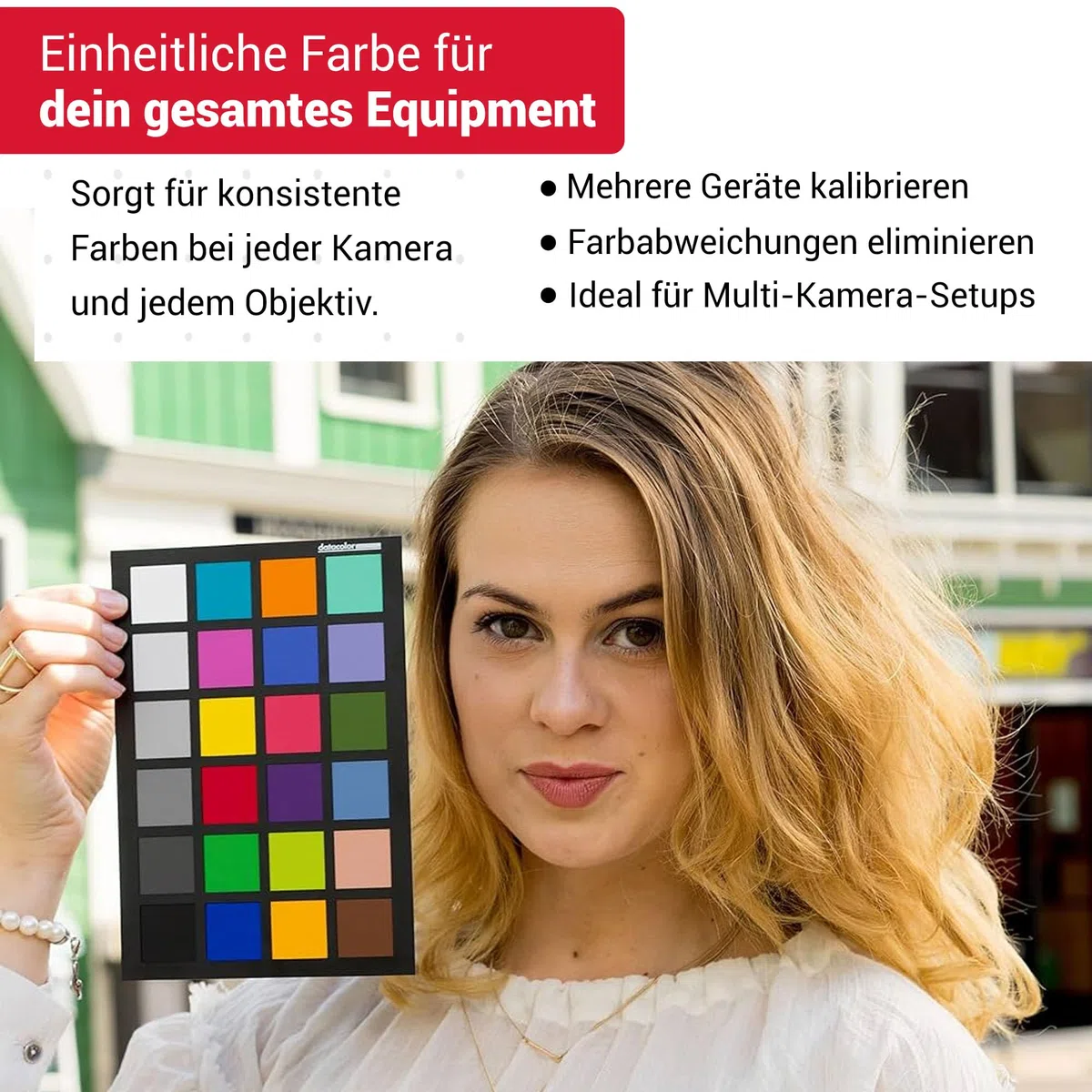 datacolor SpyderCheckr24: Farbkarte zur Kamerakalibrierung incl. Software zur Berechnung von Farbkorrektur-Presets. 24 Farbfelder sowie vollformatige Graukarte auf der Rückseite, schwarz