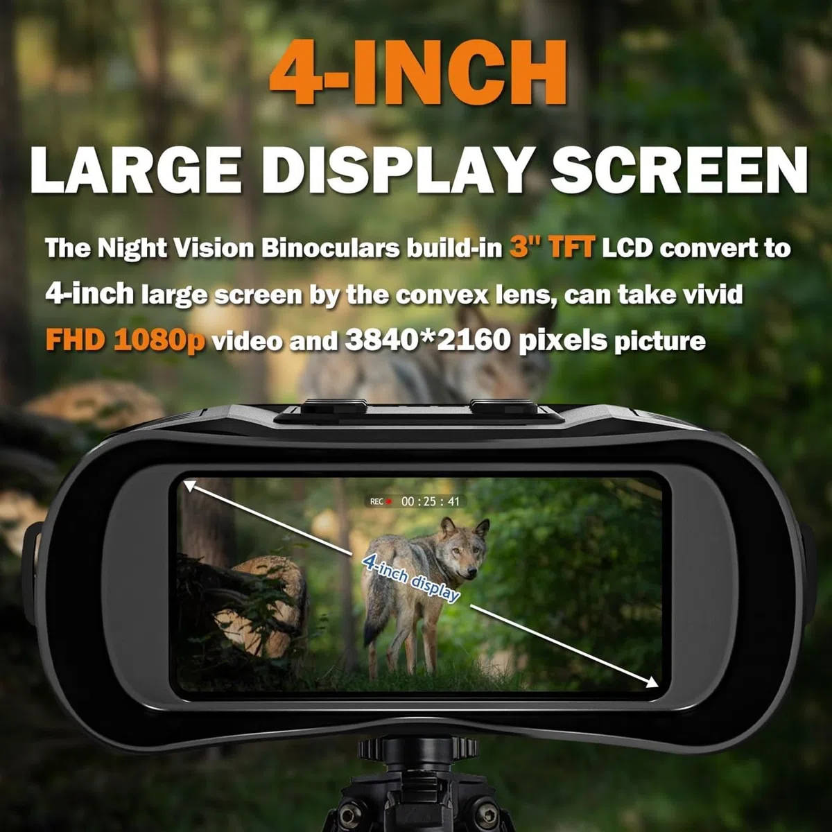 Nachtsichtgerät, 20X Optischer & 4X Digitales Zoom 1640ft Erkennungsweite Wasserdichtes Hochempfindlicher CMOS-Sensor 850nm Infrarot-Nachtsichtbrille für Erwachsene, Jagd Camping Überwachung