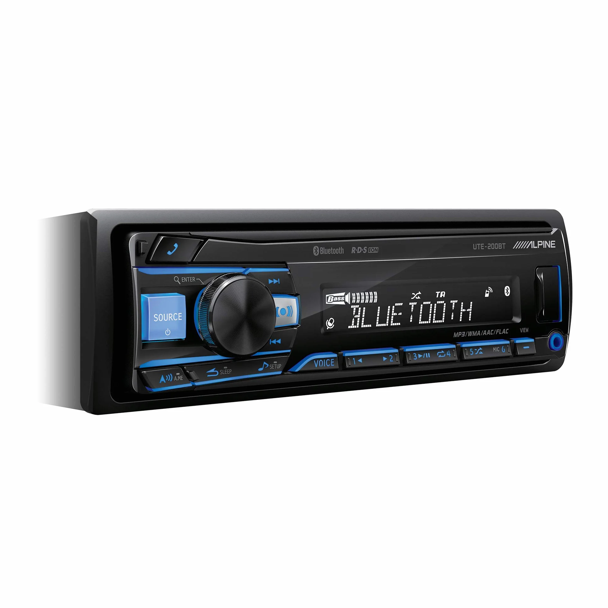 Alpine Electronics UTE-200BT Autoradio Bluetooth 1DIN, Schwarz (RGB Beleuchtung)