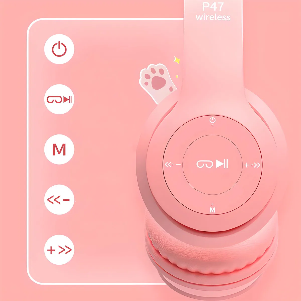 Retoo Kopfhörer Katzenohren, Bluetooth für Kinder, Kabellos Kinderkopfhörer, Over Ear für Schule/Tisch/PC, Mädchen Over-Ear, Anime, Rosa