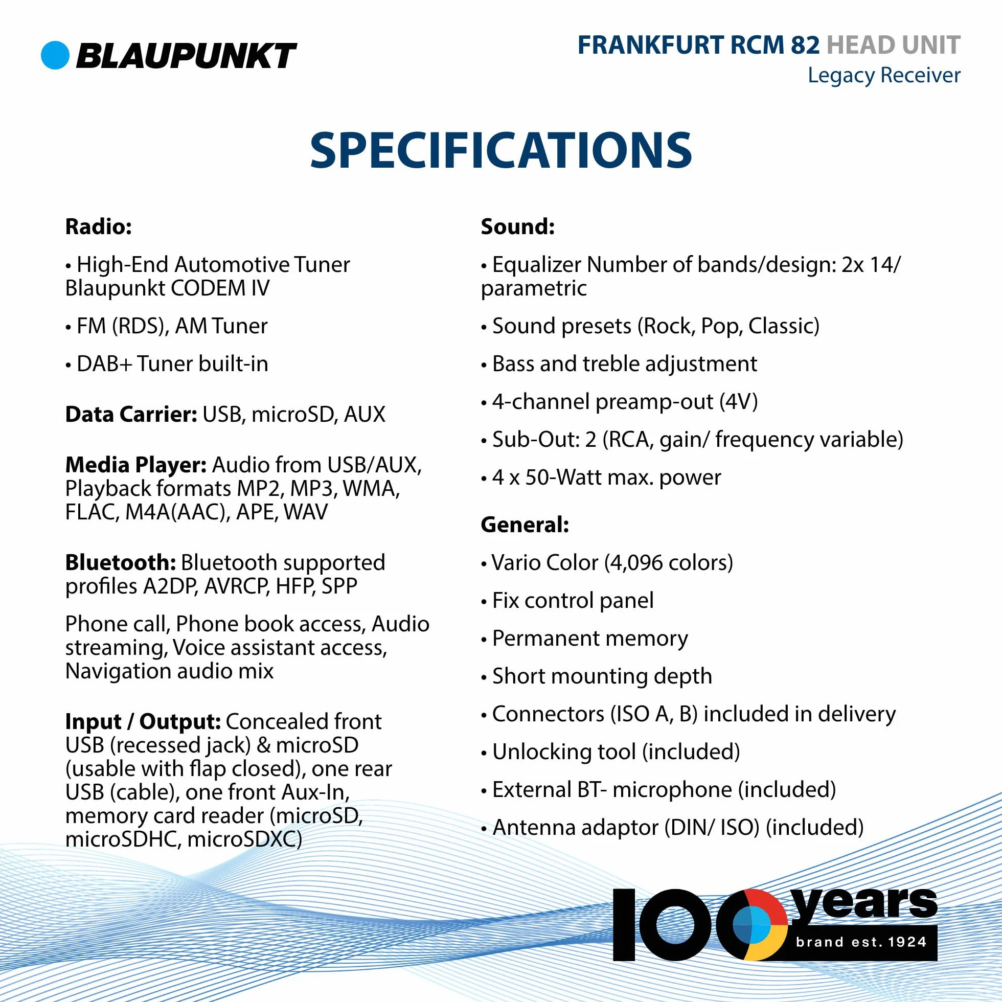 Blaupunkt Frankfurt RCM 82 DAB,1-DIN Autoradio, DAB+, Bluetooth, AUX; USB, SD-Karteneingang, Lenkradfernbedienung, Freisprecheinrichtung, Equalizer, 200 Watt, schwarz