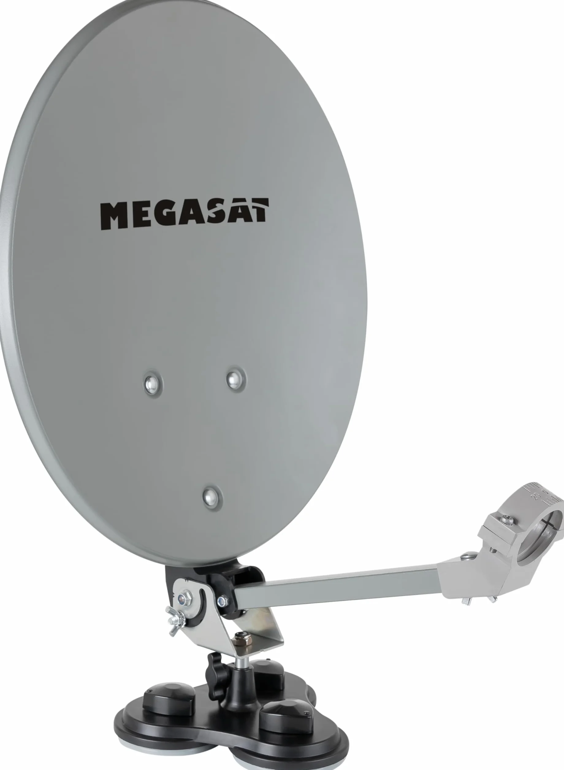 Megasat Campingkoffer HD – Mobile Sat-Anlage mit HD Receiver | Inkl. Sat-Spiegel, 10 m Koaxialkabel, Single LNB, Saugfuß, Masthalterung