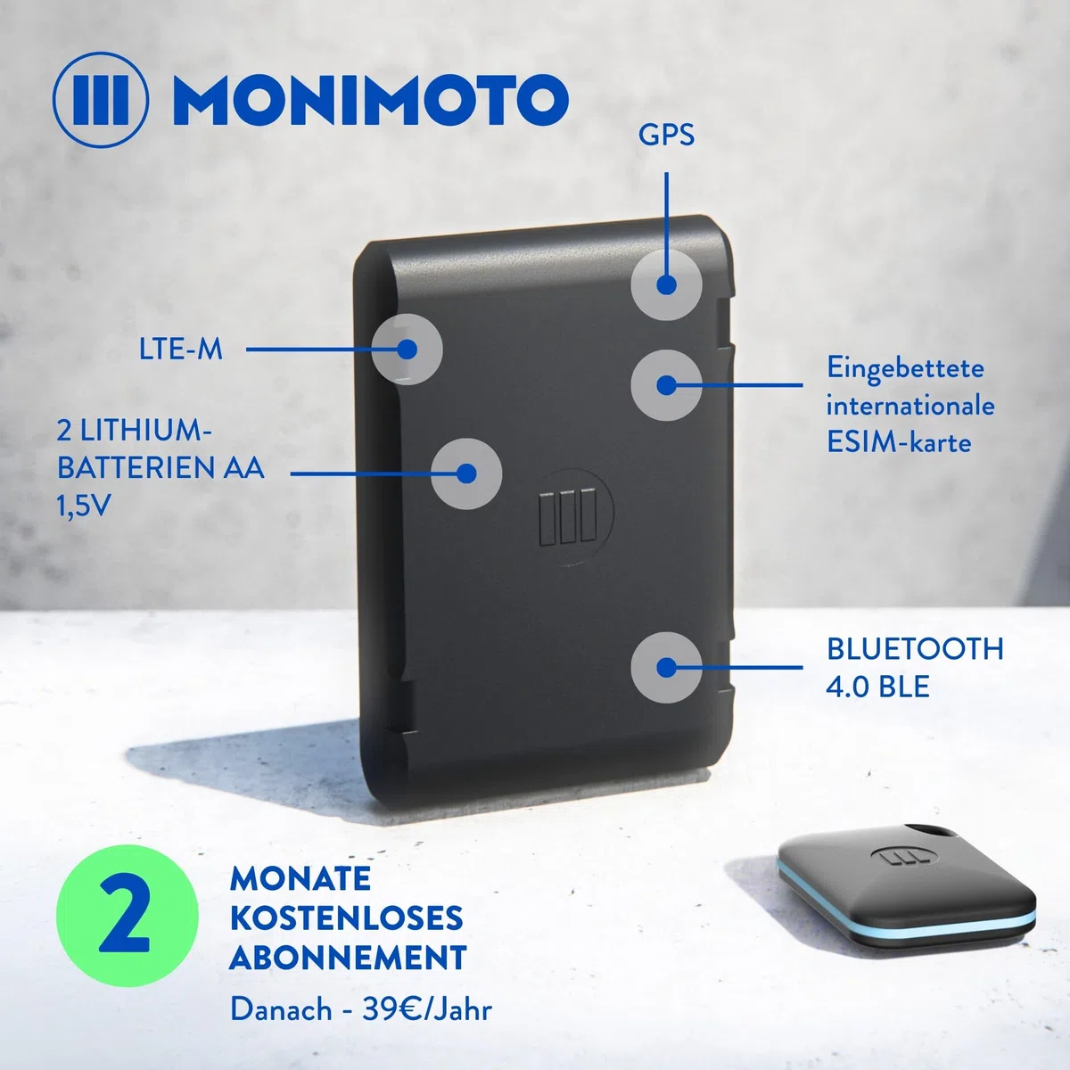 MoniMoto 7 GPS Tracker Motorrad - Diebstahlwarnanlage mit DIY-Installation, Keine Verkabelung erforderlich - Ortungsgerät für Autos, Roller, Quads, ATV, Schneemobile