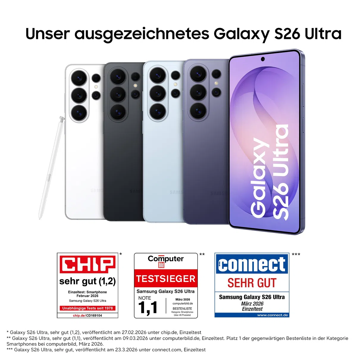 Samsung Galaxy S26 Ultra AI Smartphone, 12 GB RAM, 512 GB Speicher, 200 MP, Cobalt Violet, Android, Privacy Display