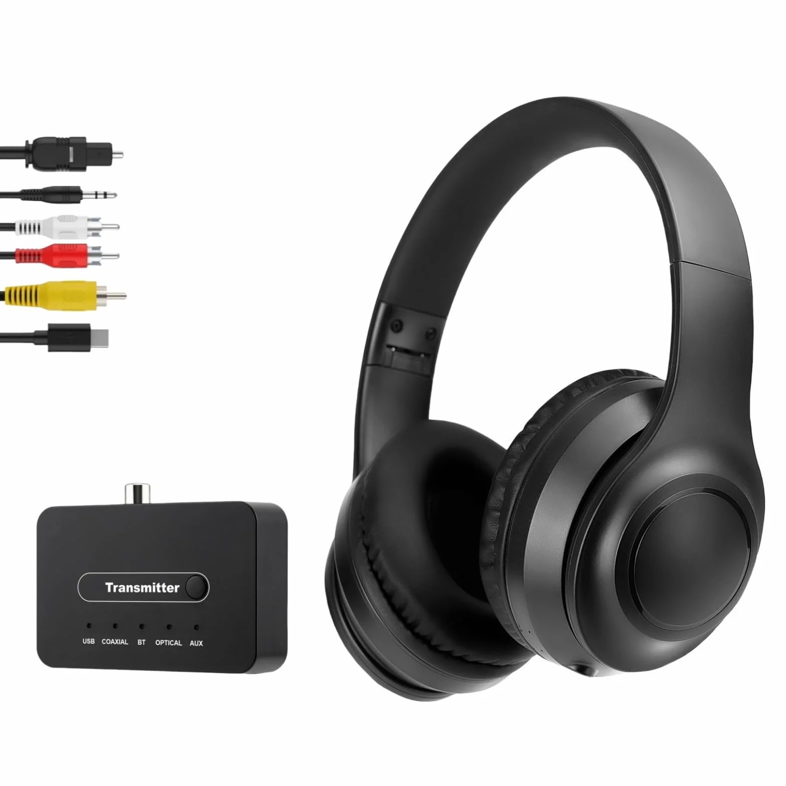 Kabelloser ANC TV Kopfhörer für Senioren - Active Noise Cancelling, Bluetooth 5.3 Over-Ear Funkkopfhörer mit Sender, Hi-Fi Sound, 35h Spielzeit