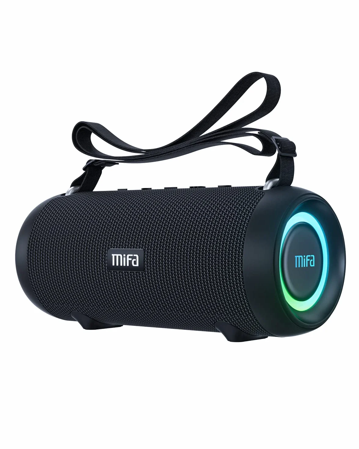 MIFA A90 Bluetooth Lautsprecher 60W kabellos IPX7 wasserdicht RGB-LED-Licht 30 Stunden Akku, USB/Micro SD-Karte/AUX-in Wiedergabe True Wireless Stereo mit Schutzhülle/tragbarem Trageriemen