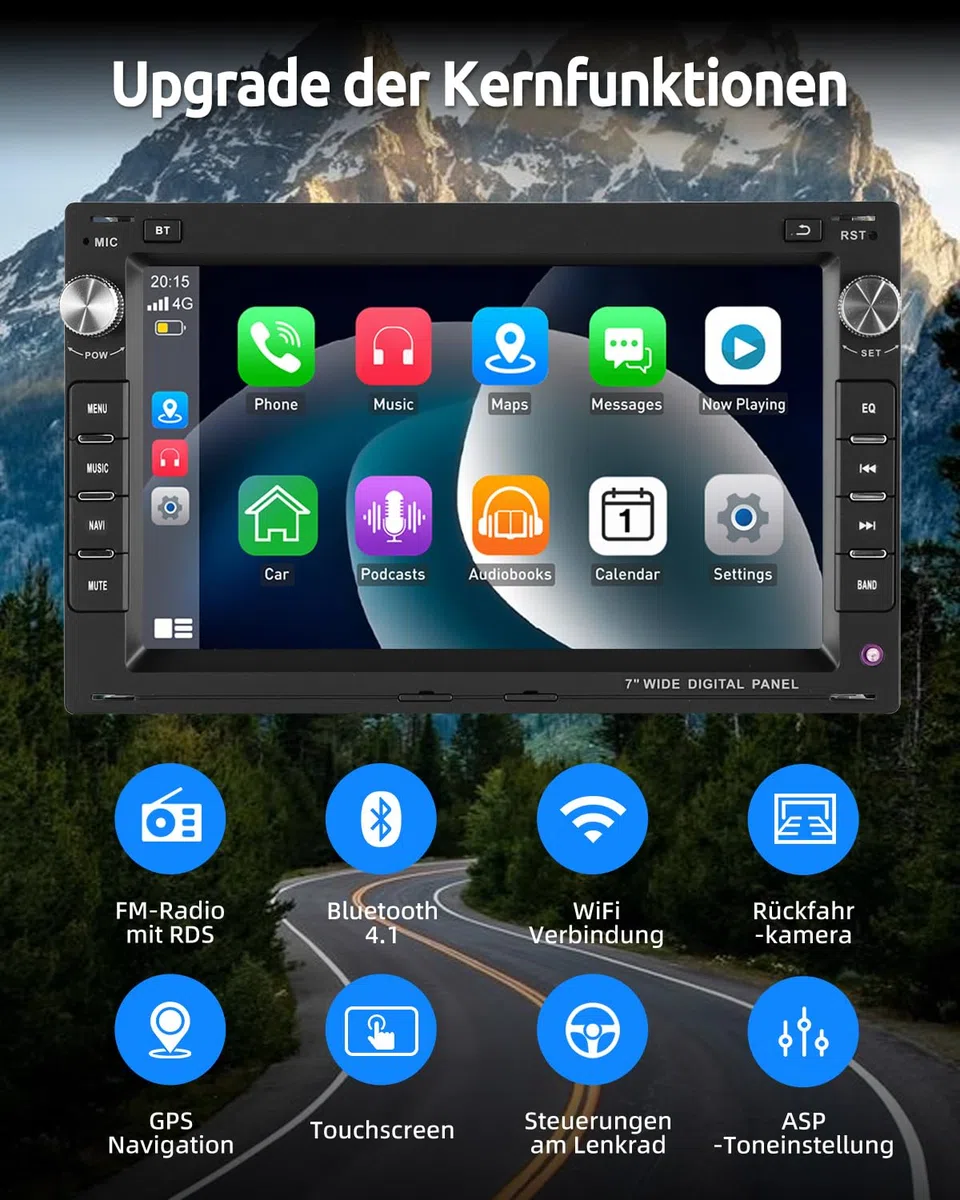 ESSGOO Drahtloses Carplay und Android 2+64G Android 15 Auto Autoradio Für VW Polo MK3/4 9N Golf 4 Passat B5 T5 Seat Skoda, 7 Zoll Touchscreen mit Bluetooth FM RDS GPS WiFi
