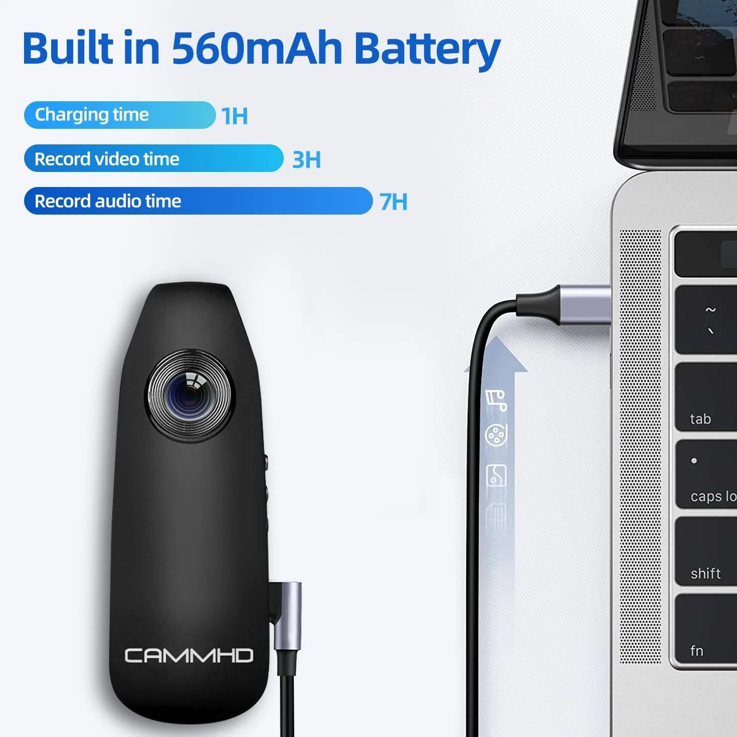 CAMMHD 1080P 32GB Körperkamera Full HD Portable Bodycam One-Key-Aufnahme Bewegungserkennung, 3-7 Stunden Aufnahme, Unterstützung OTG Verbindung (Maximale Unterstützung 512GB)