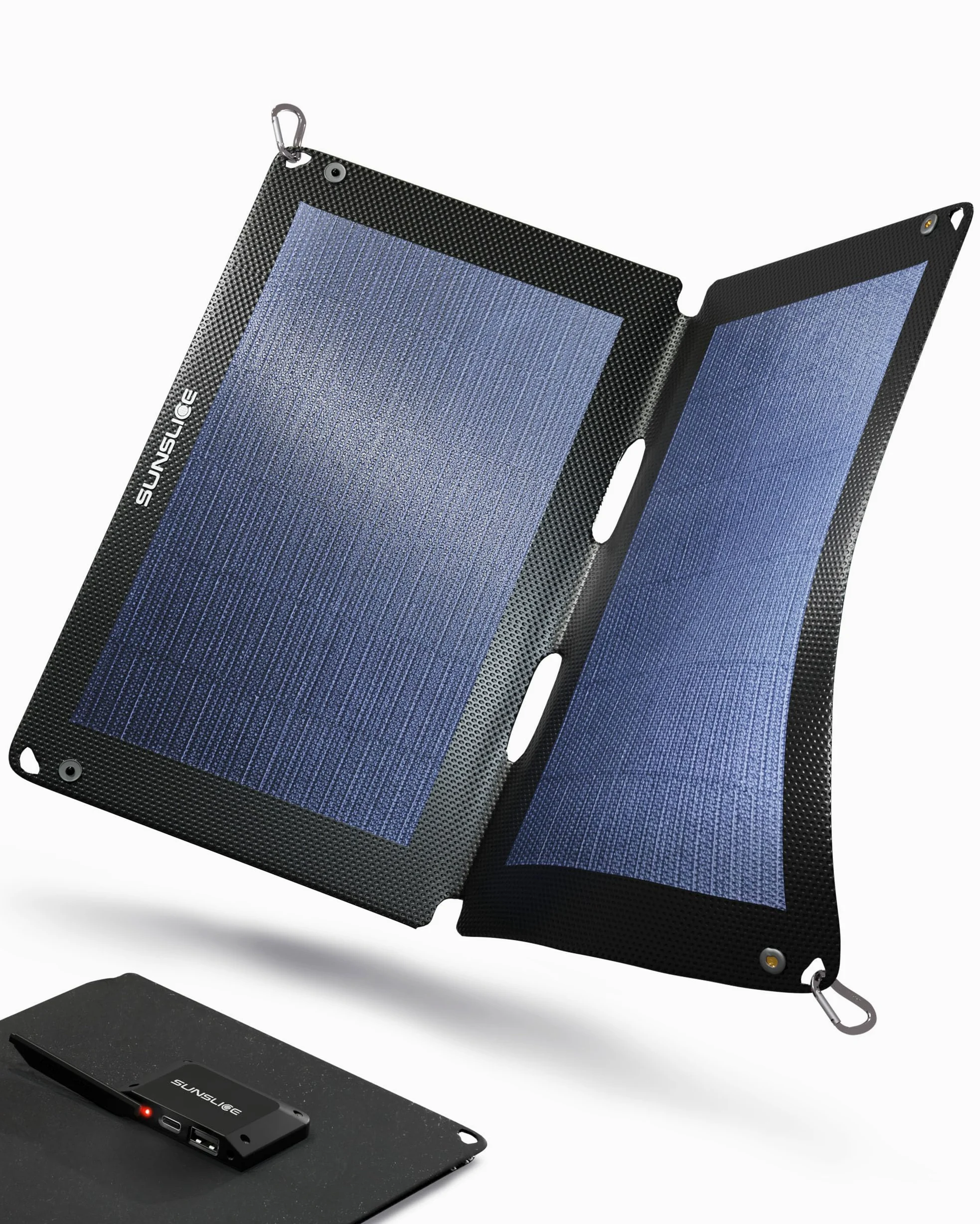 Solar Charger Outdoor, Solarmodul flexibel, Solaranlage Camping, Solar Charger wasserdicht mit leistungsstarker 12W Ladekapazität, 2 x USB Anschluss, Black