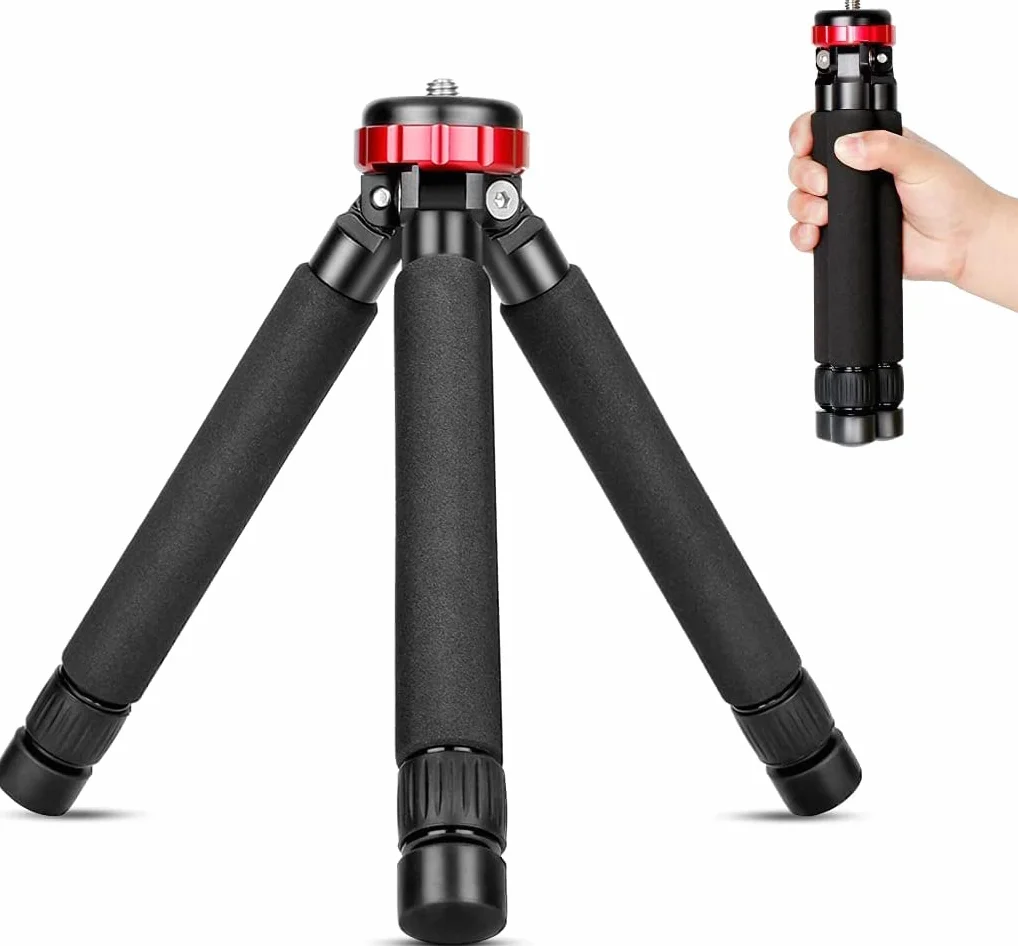 Koolehaoda Mini Stativ Kamera Tischstativ Höhenverstellung 5.5cm - 33cm mit 1/4 "und 3/8" Doppelgewinde für Canon g7x/Sony/Nikon/Fujifilm,Smartphone,Einbeinstative, Belastung 10 kg (MT-02)