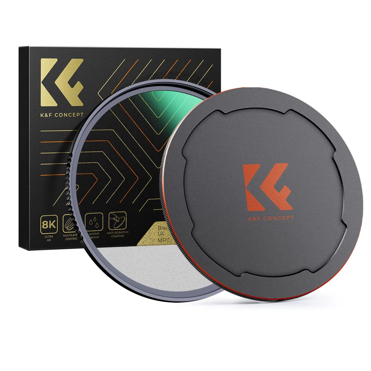 K&F Concept Nano-X Black-Mist 1/4 Filter 55mm Black Promist Diffusion Filter aus Optisches Glas mit 28-facher Nano-Beschichtung, Metall Objektivdeckel