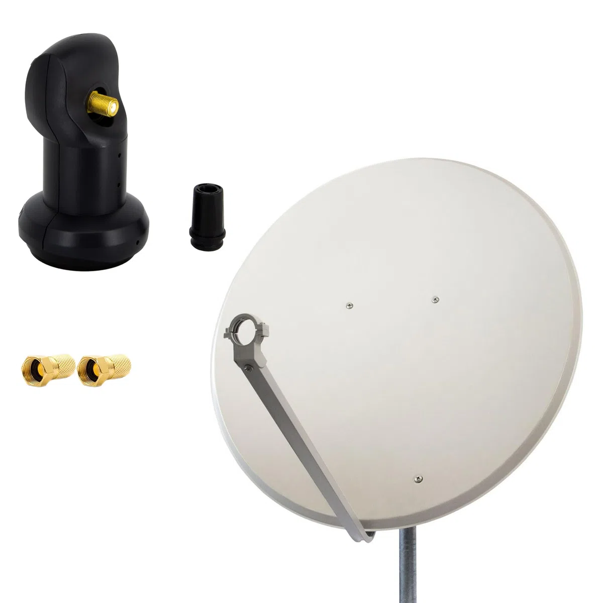 Premium X Satelliten-Komplettanlage 100cm Satellitenschüssel Aluminium Hellgrau Antenne Single LNB F-Stecker, SAT für 1 Teilnehmer