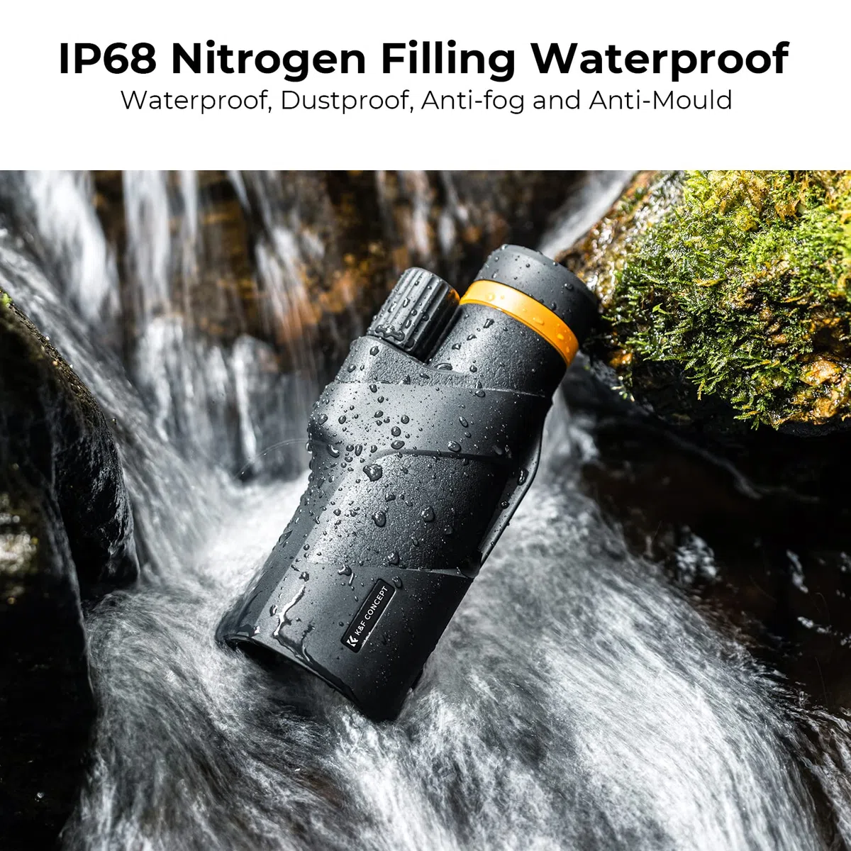 K&F Concept 12x50 HD Monokular Teleskop IP68 Wasserdicht Handy Fernrohr mit Arca-Schnittstelle mit Telefonclip und Stativ für Vogelbeobachtung, Jagen, Wandern, Konzert