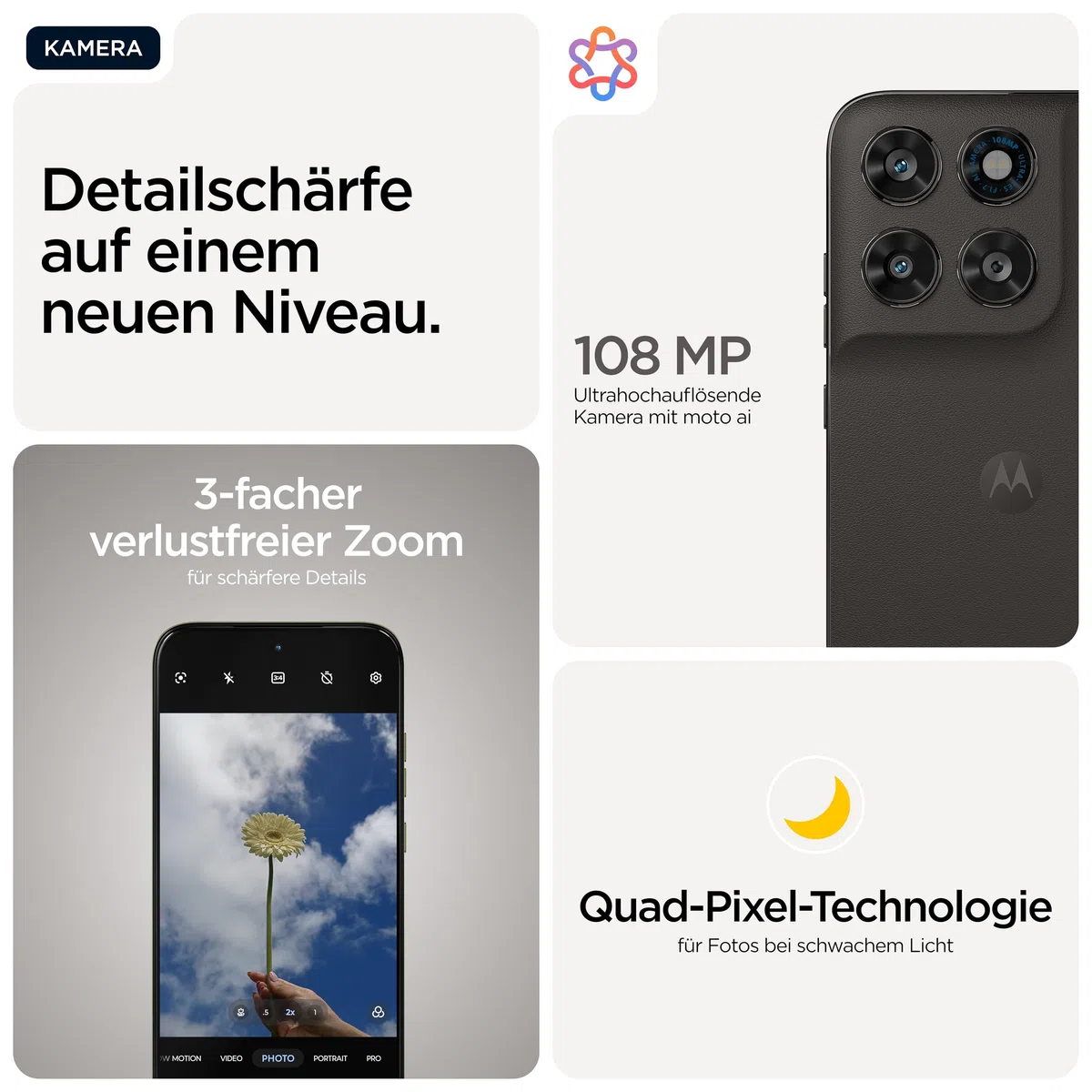 Motorola Moto g77 5G Smartphone 6,78" Super-HD-Display 108MP Kamera 8/256GB 5100 mAh Android 16 Pantone Black Olive