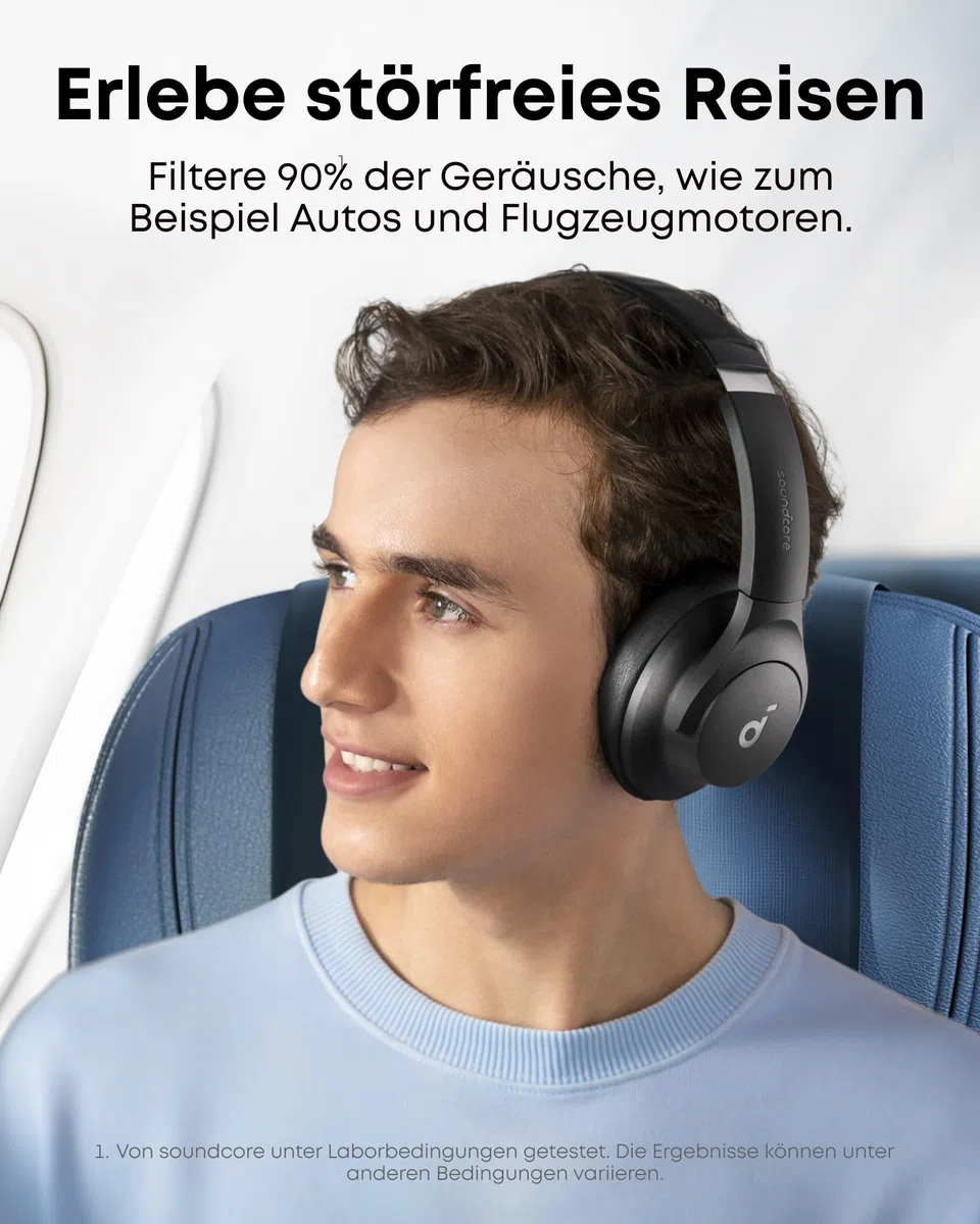 Soundcore by Anker Q20i Kabelloser Bluetooth Over-Ear-Kopfhörer mit Hybrid Active Noise Cancelling, 40h Spielzeit, Hi-Res Audio
