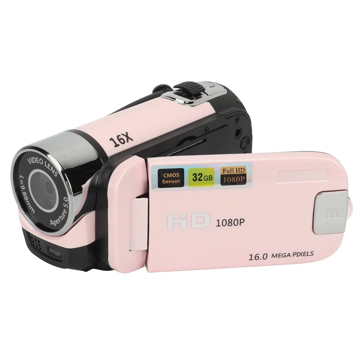 ASHATA D90 Videokamera Camcorder, 1080P 16 MP Digitalkamera Recorder, 2,4 Zoll Drehbarer Bildschirm, 16 facher Digitalzoom Camcorder Kamera mit Fülllicht ()
