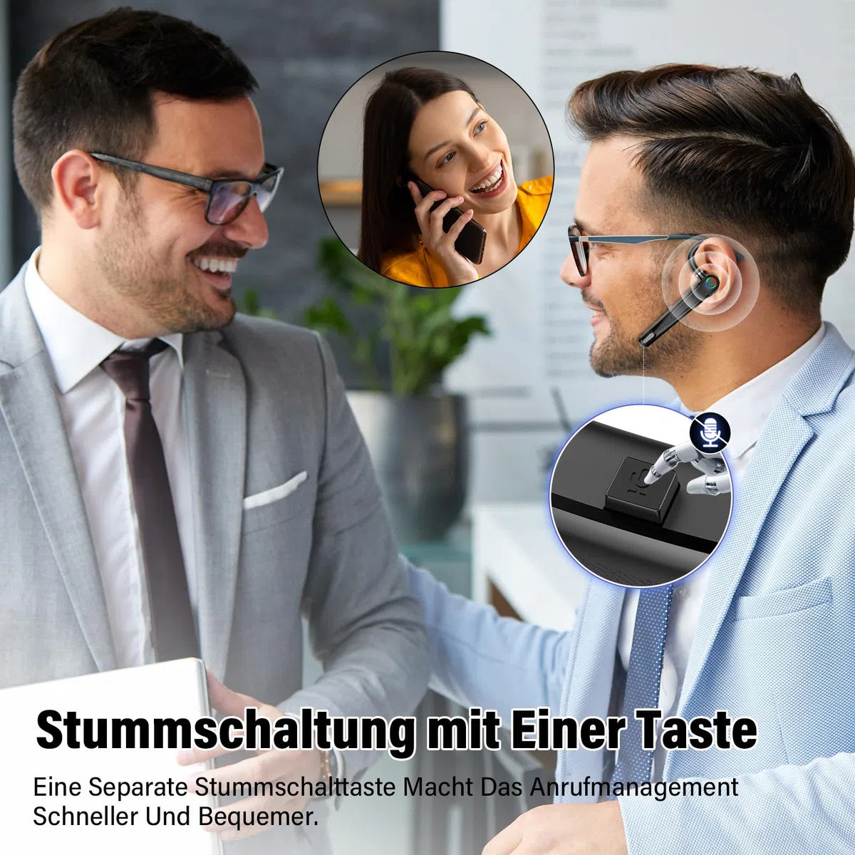 Atheewon Bluetooth Headset V5.2 Wireless Freisprech Telefon CVC 8.0 ENC Dual Mic