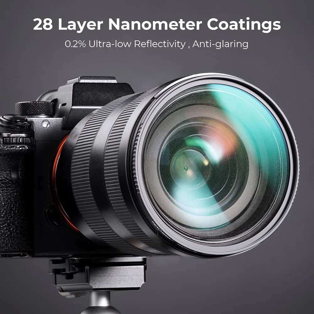 K&F Concept Nano-X Black-Mist 1/4 Filter 55mm Black Promist Diffusion Filter aus Optisches Glas mit 28-facher Nano-Beschichtung, Metall Objektivdeckel