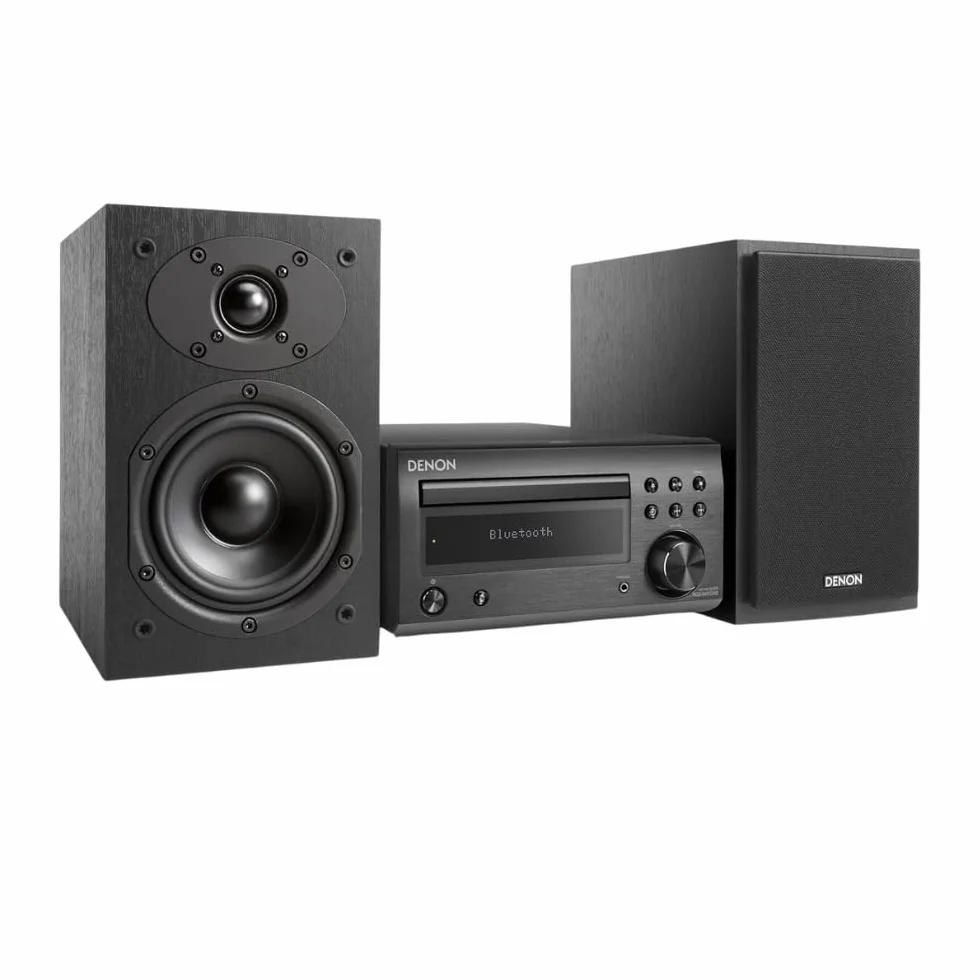 Denon D-M41DAB Kompaktes HiFi-System mit CD, Bluetooth, UKW/DAB+-Tuner, und 2X 30W Ausgangsleistung Premium - Silber/schwarz