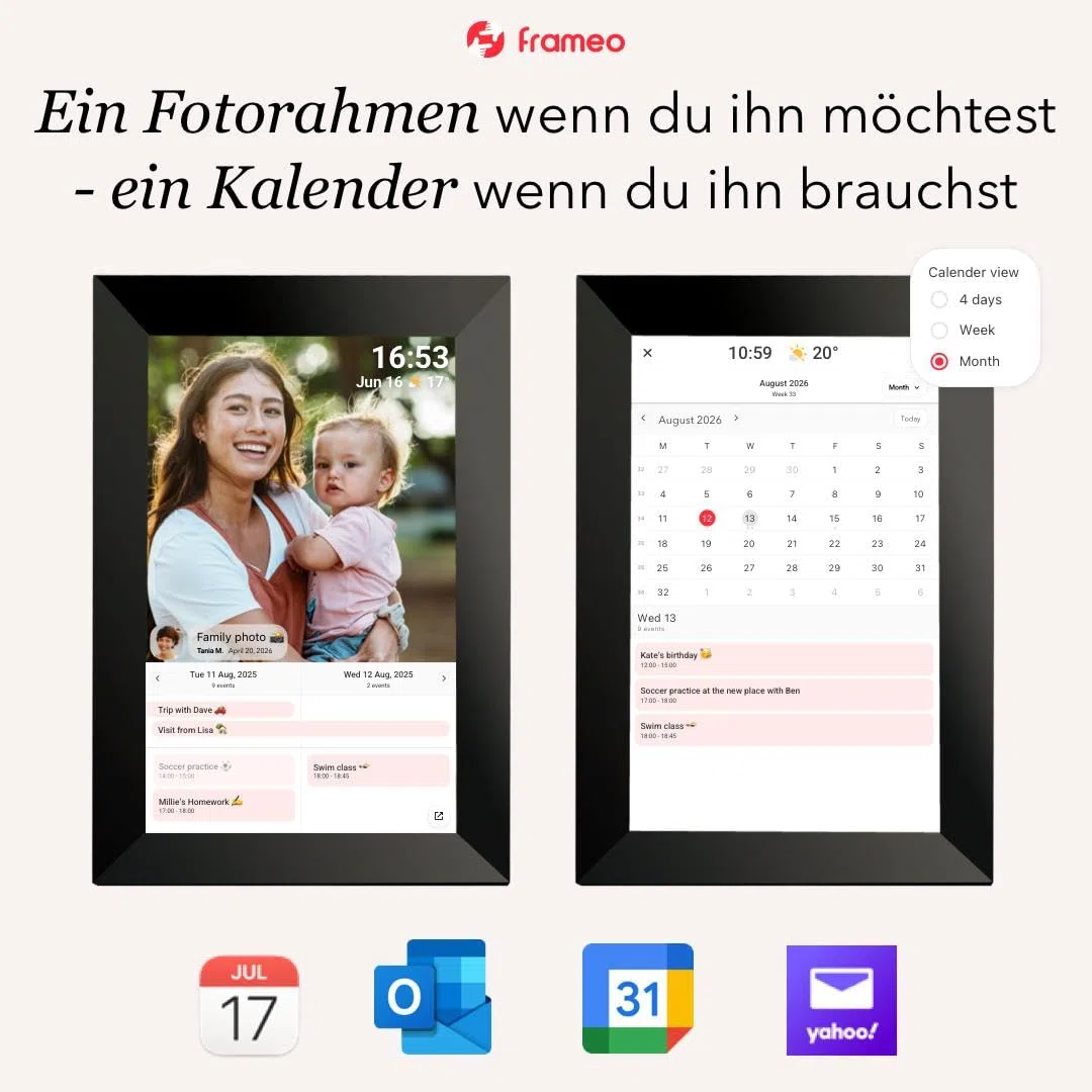 Cytem Digitaler Bilderrahmen 10.1 Zoll WLAN Frameo 32GB Speicher IPS-Touchscreen 1280x800 Holzoptik MDF