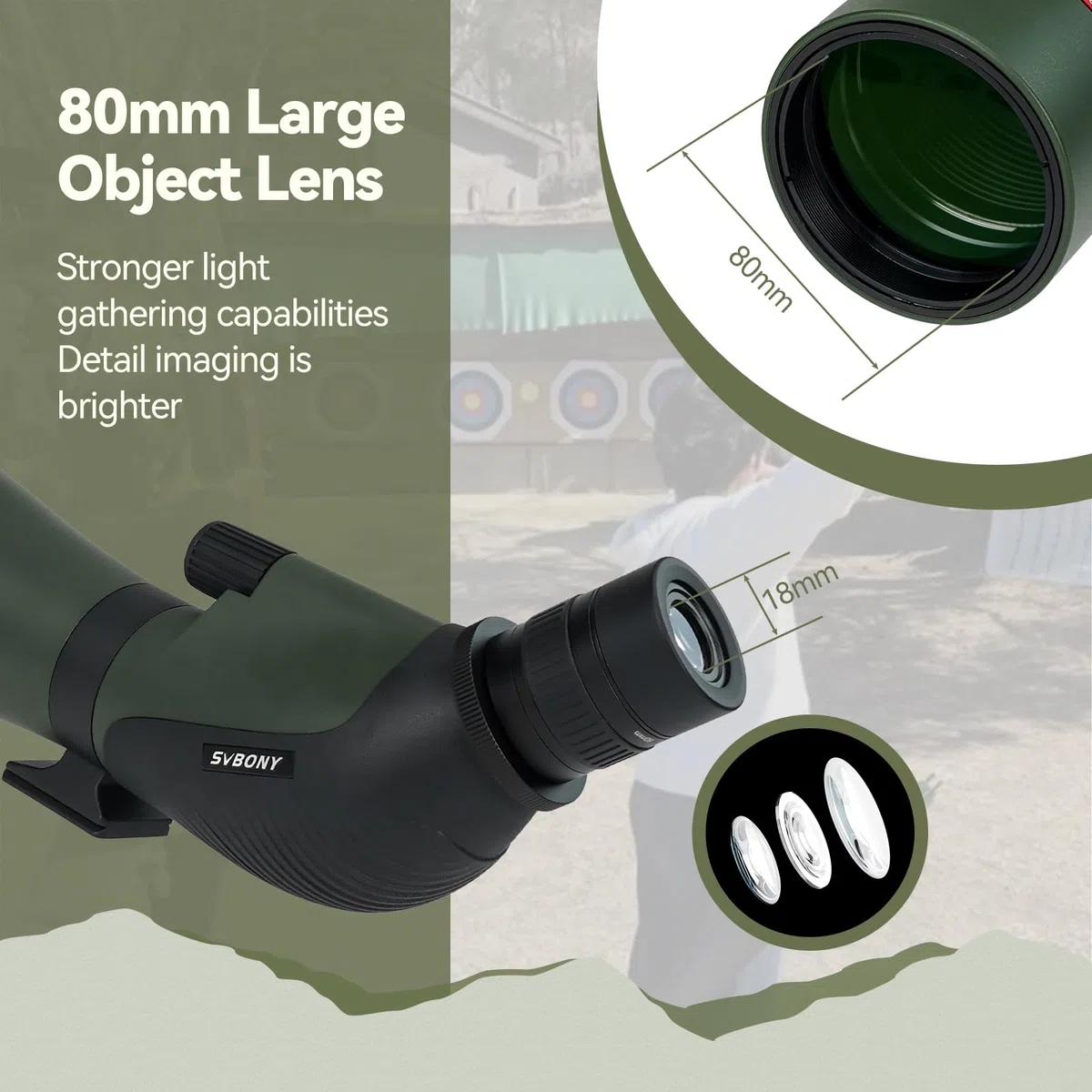 Svbony SA412 Spektiv 20-60x80mm HD FMC Spektiv mit 1,25 Zoll Okular Stativ Telefonadapter Fernbedienung