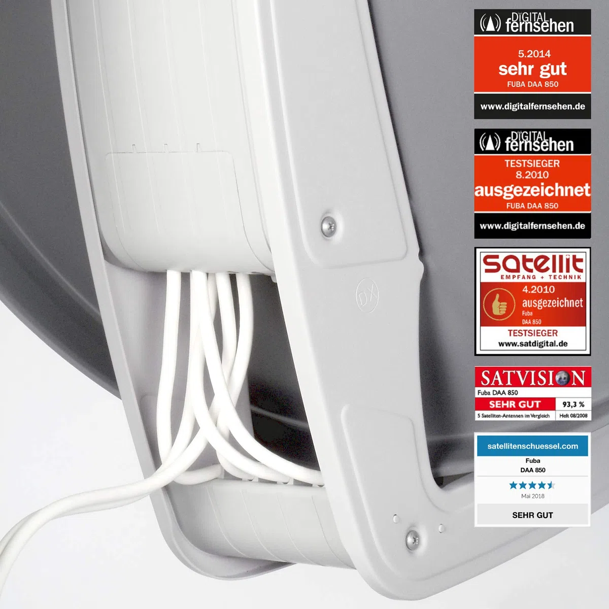 Fuba DAA 850 A 85cm Sat Schüssel Anthrazit Satellitenantenne Aluminium Reflektor + HB-DIGITAL UHD Quad LNB 4 Teilnehmer Direktanschluss schwarz 4K Utra HDTV Full HD 3D fähig + 8X F-Stecker vergoldet