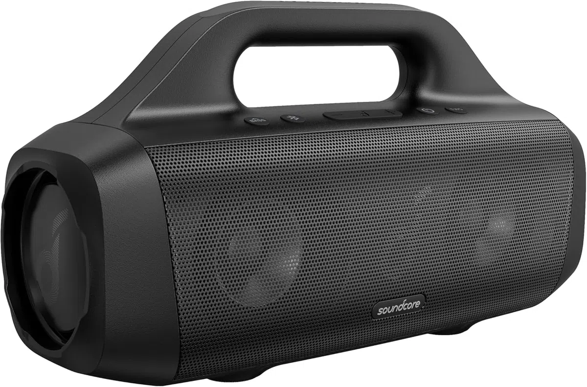 soundcore Motion Boom Bluetooth Lautsprecher von Anker, mit Titan Audiotreibern, BassUp Technologie, IPX7 Wasserschutz, 24h Akku, ideal für draußen, Garten, Strand