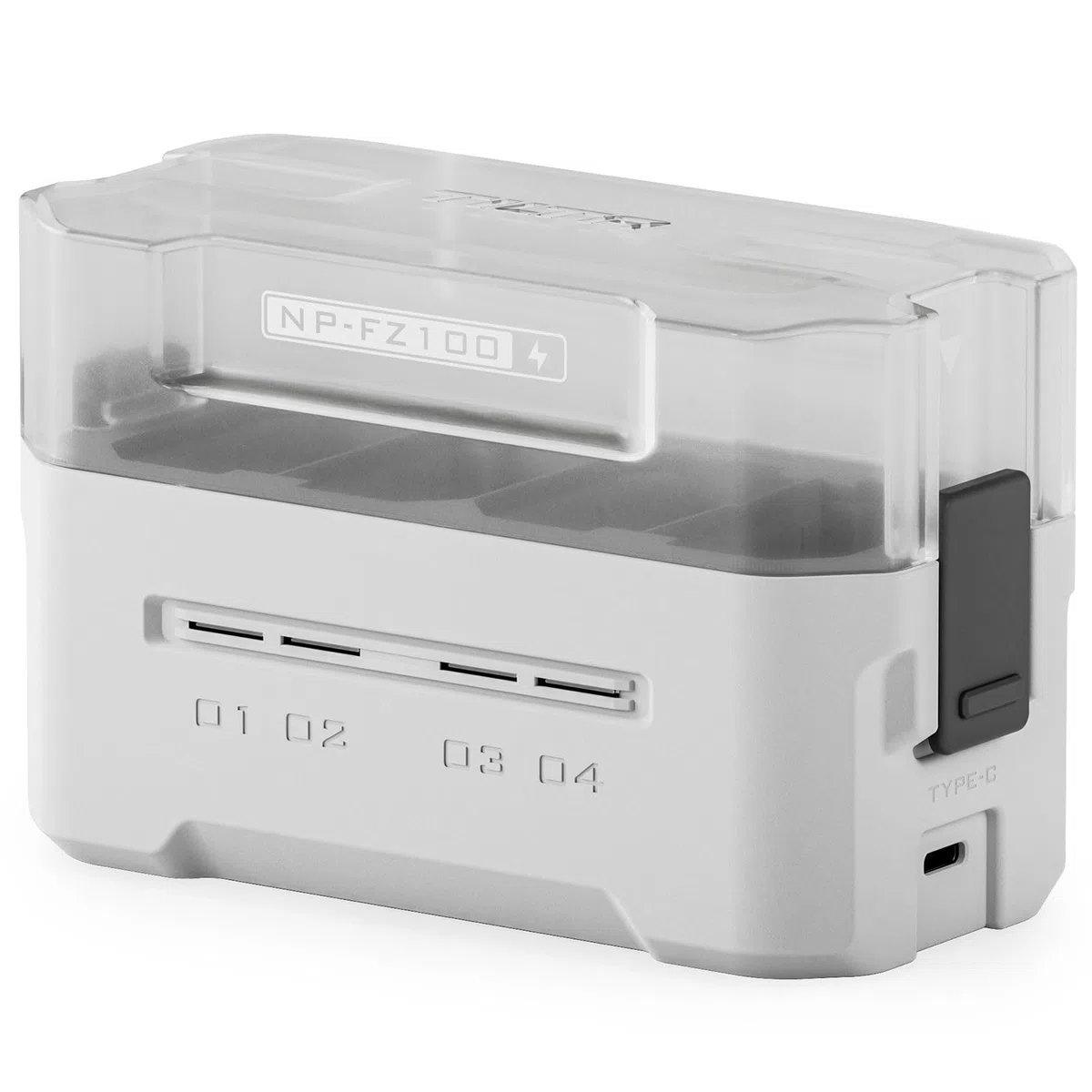 TILTA NP-FZ100 Akku-Ladegerät | Tragbare Ladestation | Lädt 4 Akkus mit USB-C PD 45 W Schnellladung | Sicher für ZV-E1, A6600, A6700, A7C, A7III, A7IV, A7RIII/IV, FX3, FX30 Akkus TBC-FZ100-OW