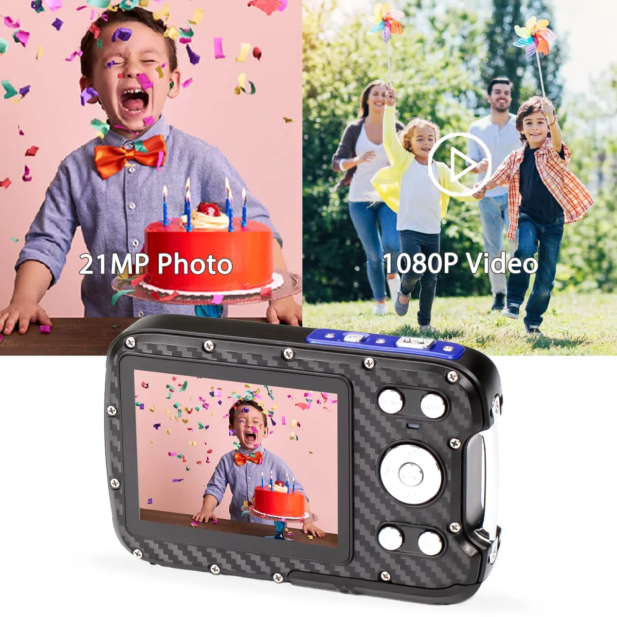 GDC8026 wasserdichte Digitalkamera / 8X Digitalzoom / 21 MP / 1080P FHD / 2,8" TFT-LCD-Bildschirm/Unterwasserkamera für Kinder/Jugendliche/Studenten/Anfänger/ältere Menschen