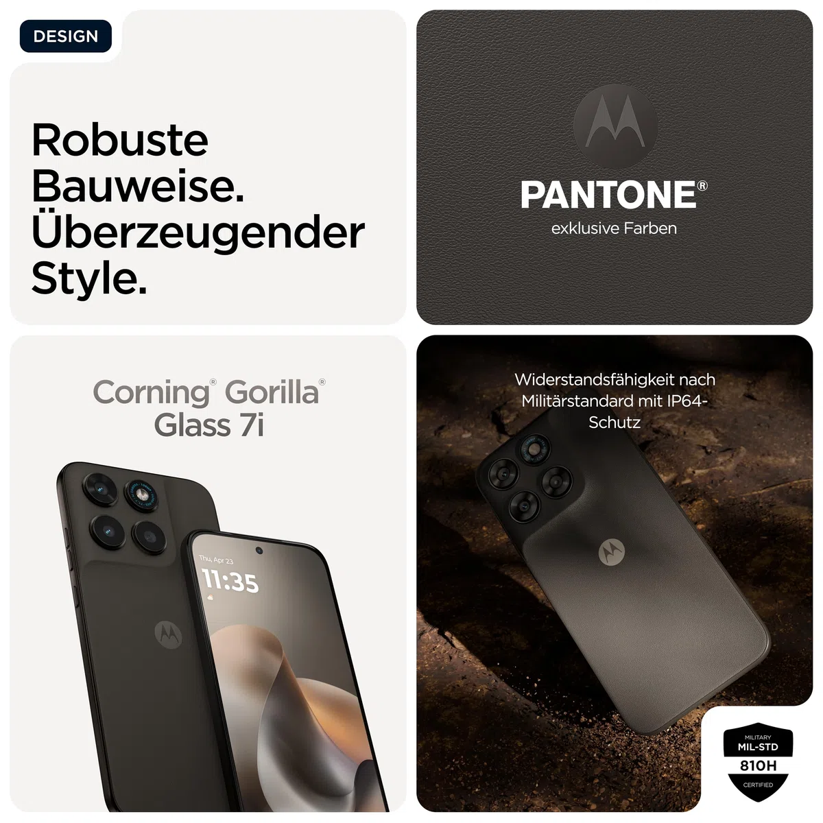 Motorola Moto g77 5G Smartphone 6,78" Super-HD-Display 108MP Kamera 8/256GB 5100 mAh Android 16 Pantone Black Olive
