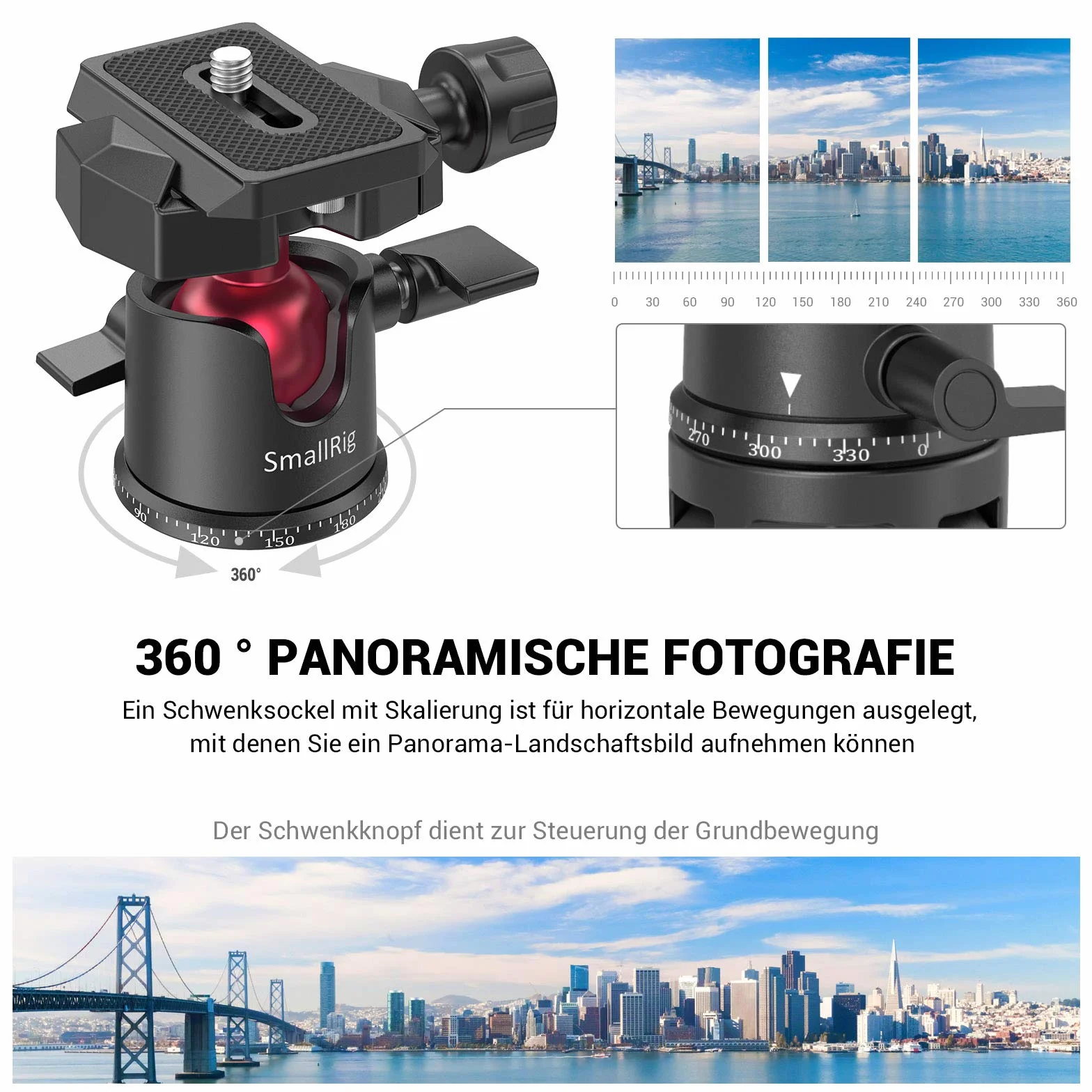 SMALLRIG Kamerastativ Leichtes Mini-Reisestativ aus Aluminium mit 1/4 Schraubbefestigung stativ, Smartphone, DSLR, Maximale Tragfähigkeit 2 kg - 2664