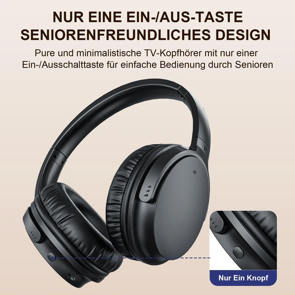 Kabellose TV-Kopfhörer für Senioren AptX Low Latency Over-Ear Headset mit USB-Sender Lauter & Klarer 20 Stunden Spielzeit